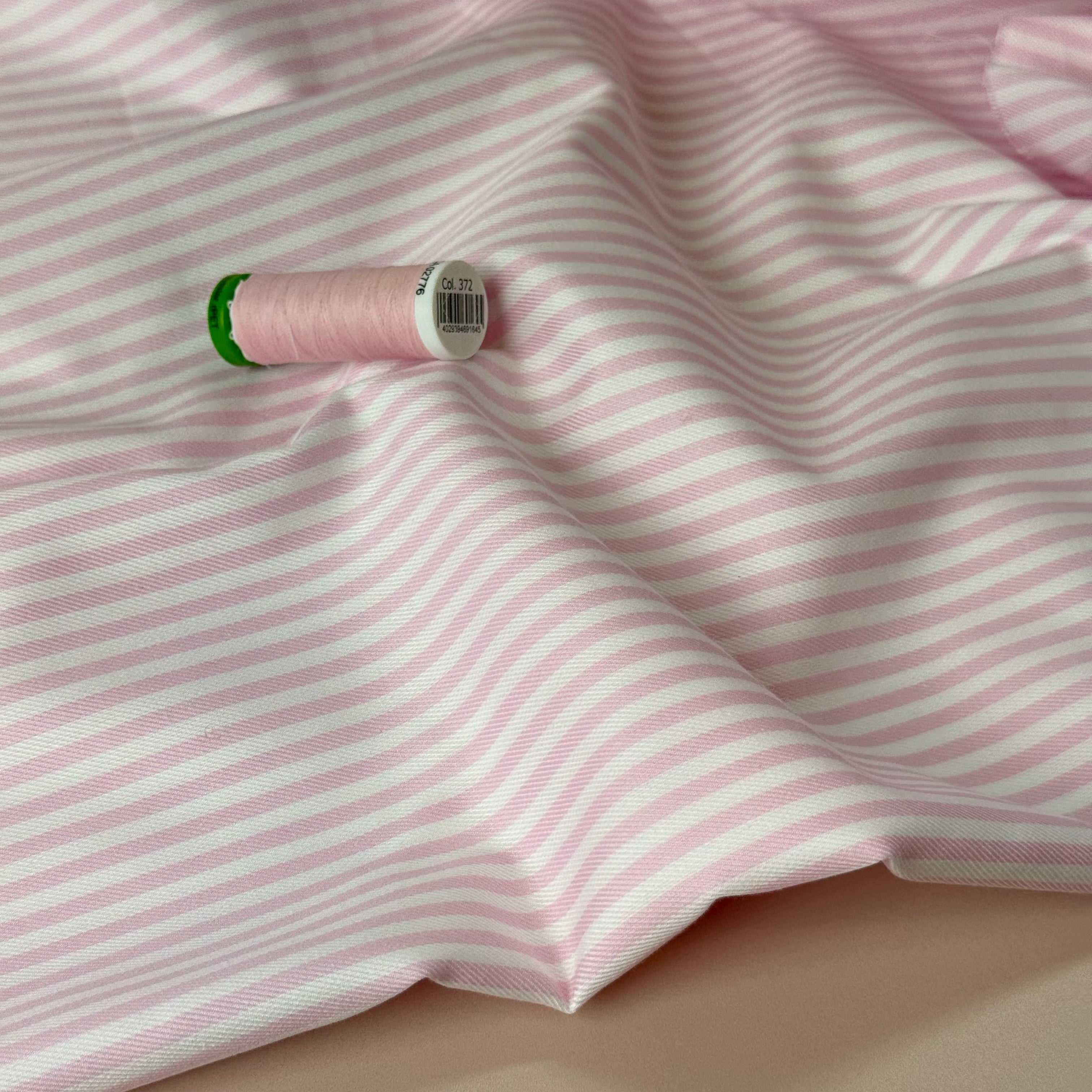 REMNANT 0.49 Metre - Deadstock - Summer Stripes Pink Yarn Dyed Cotton Twill