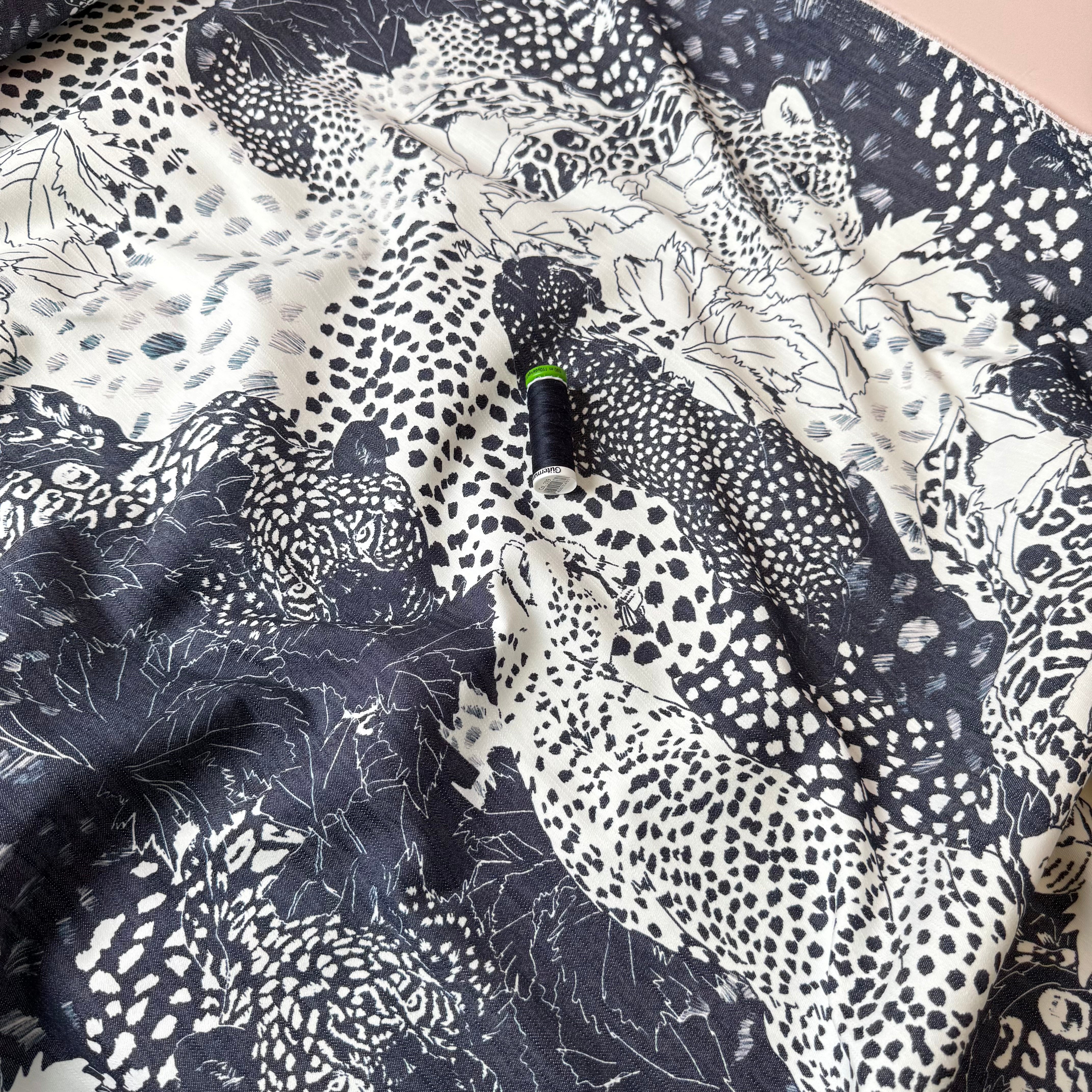 Deadstock Leopards Stretch Jacquard Denim