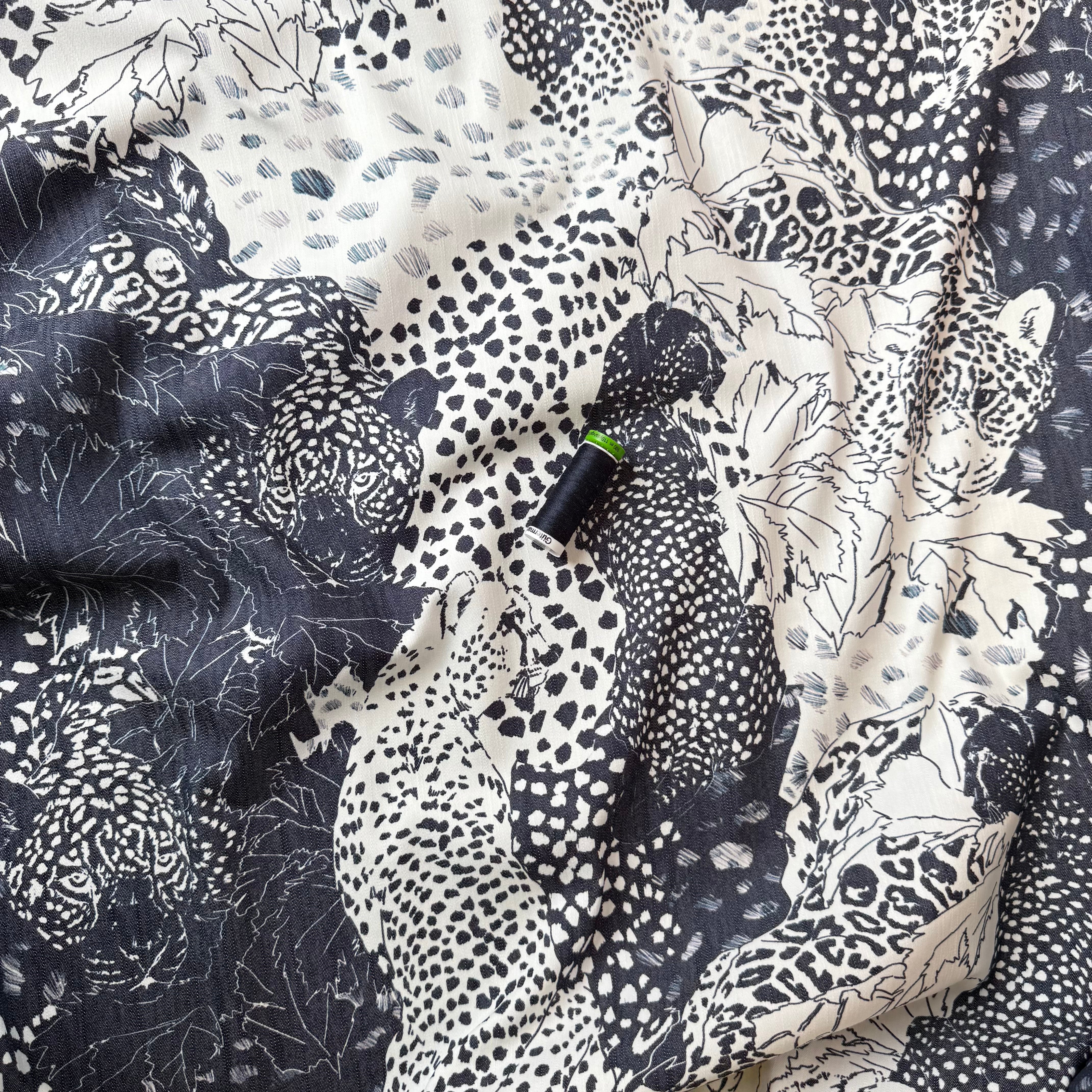 Deadstock Leopards Stretch Jacquard Denim