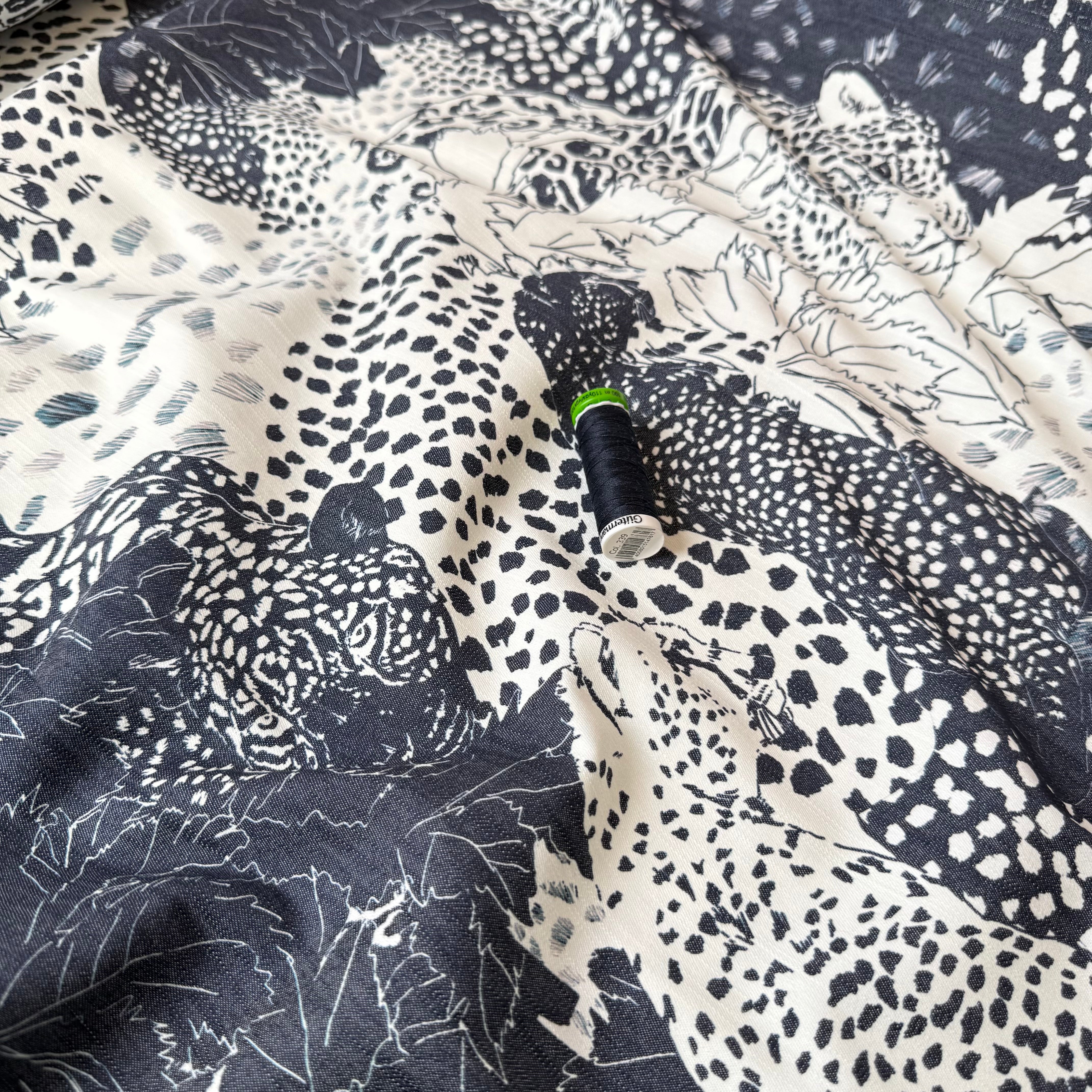 Deadstock Leopards Stretch Jacquard Denim