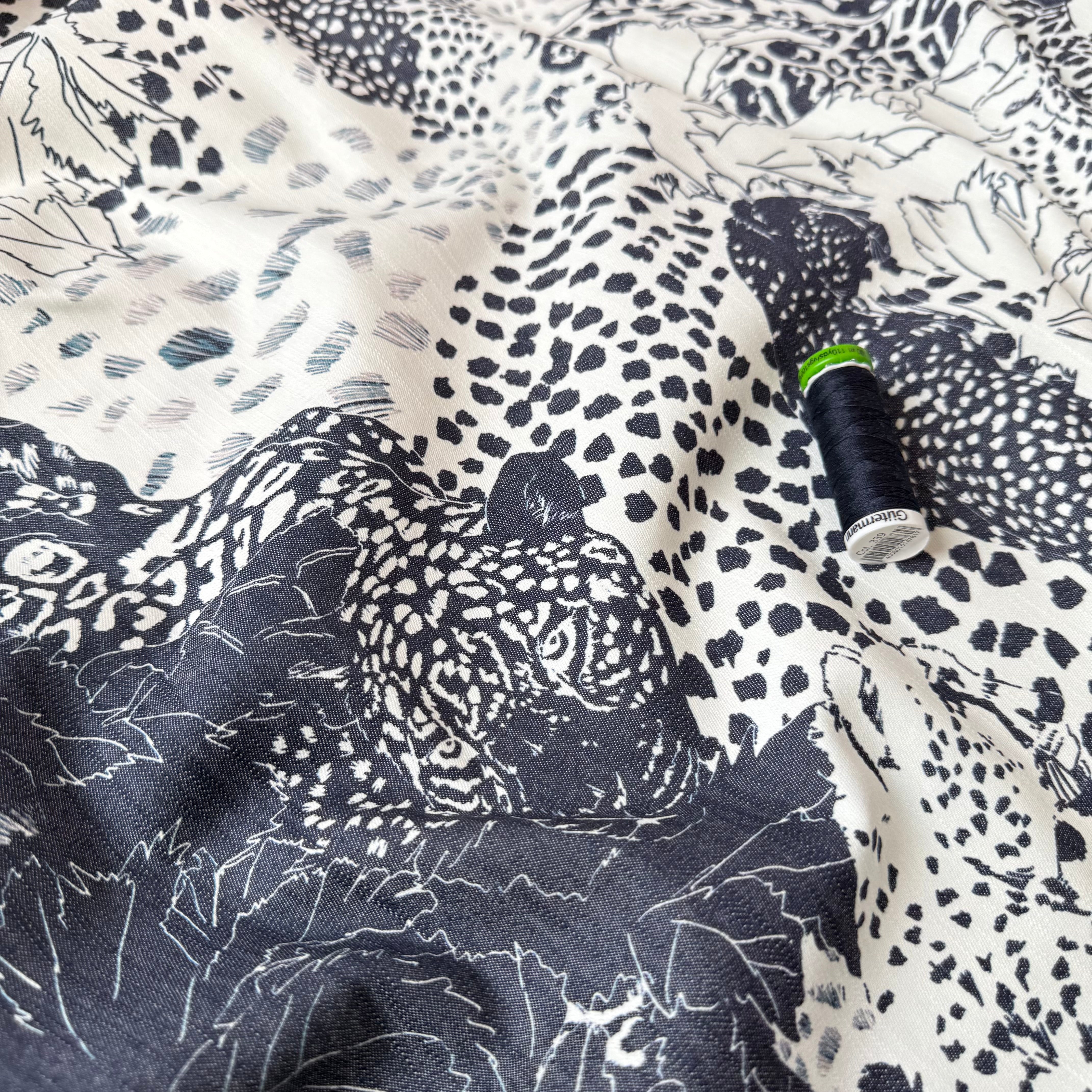 Deadstock Leopards Stretch Jacquard Denim