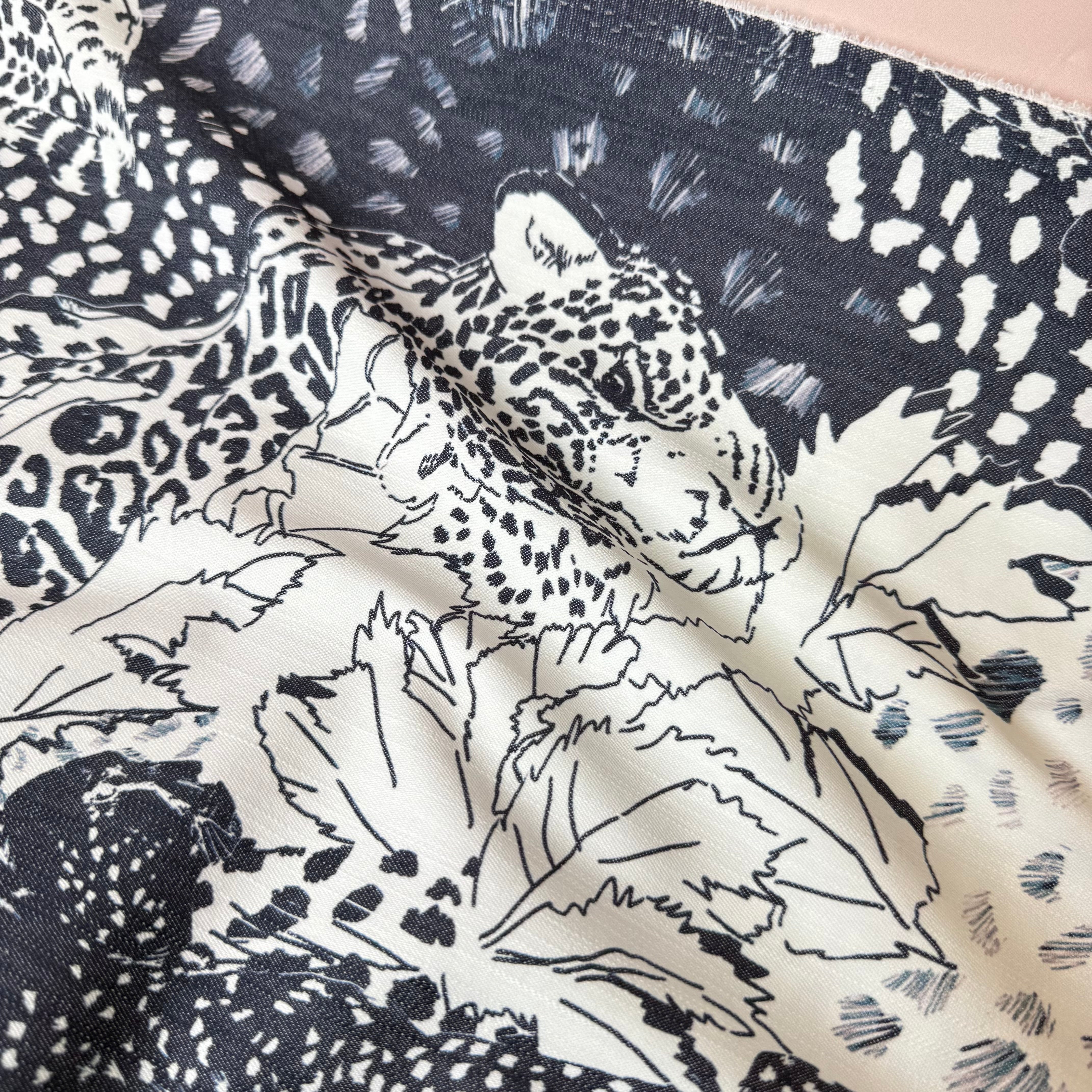 Deadstock Leopards Stretch Jacquard Denim