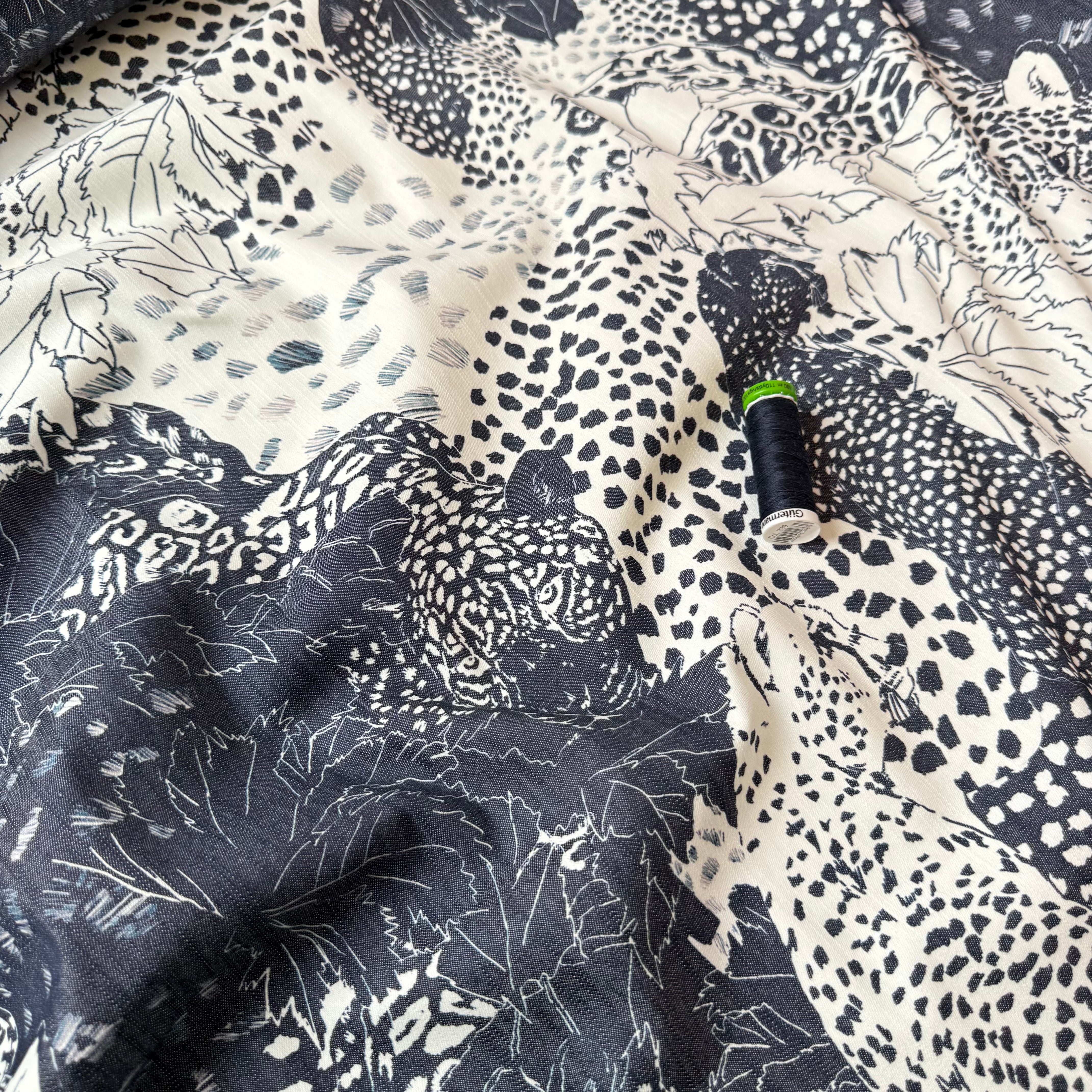 Deadstock Leopards Stretch Jacquard Denim