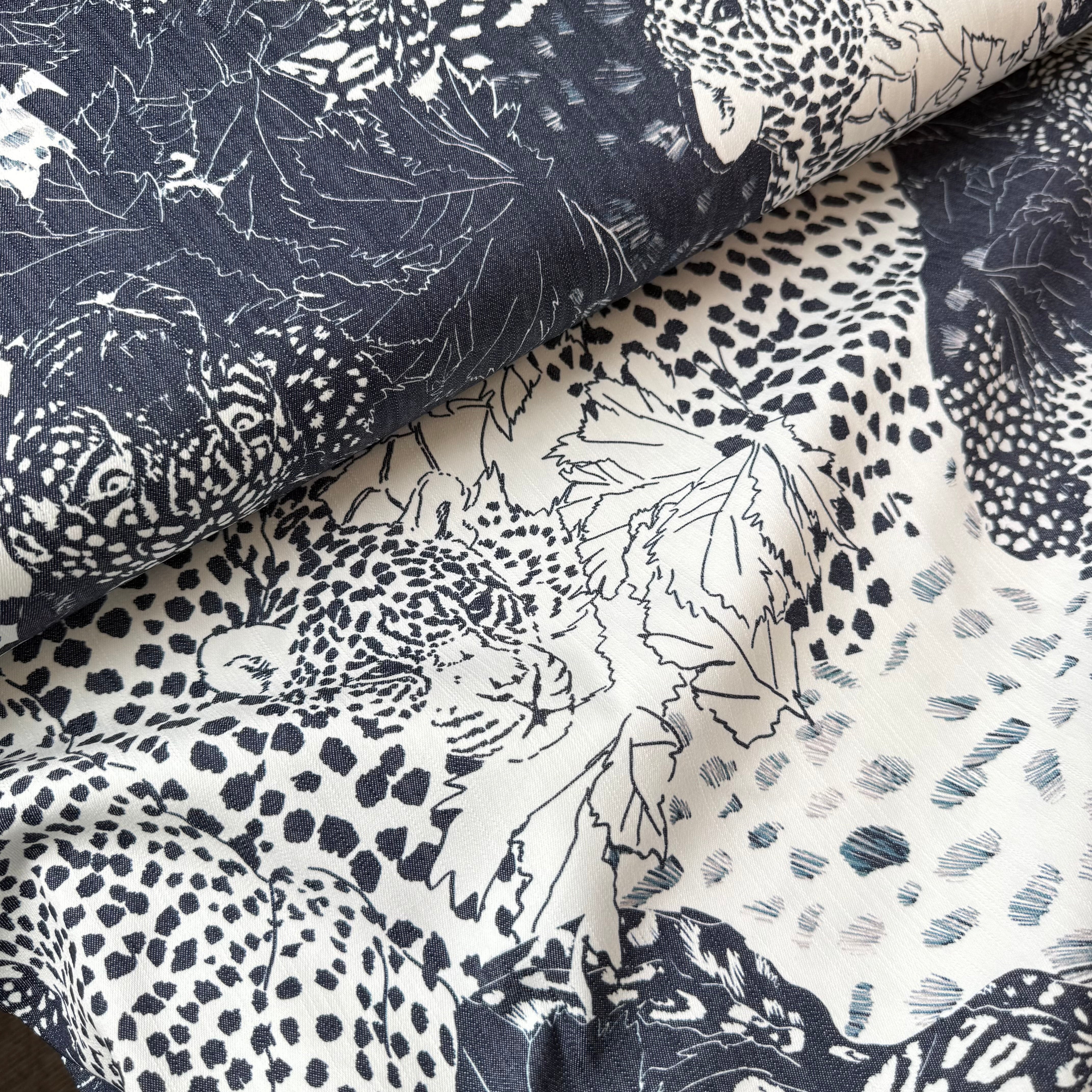 Deadstock Leopards Stretch Jacquard Denim