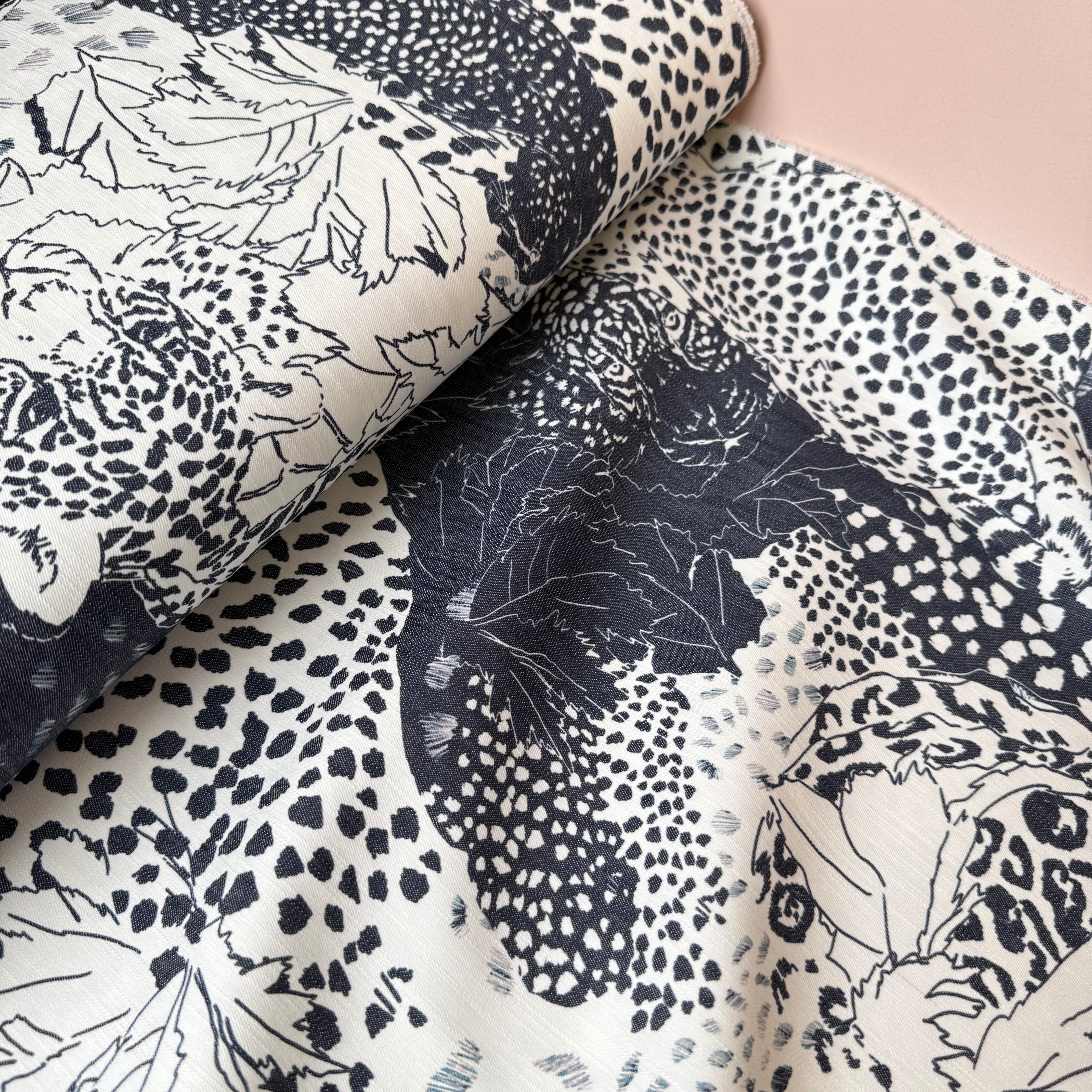 Deadstock Leopards Stretch Jacquard Denim