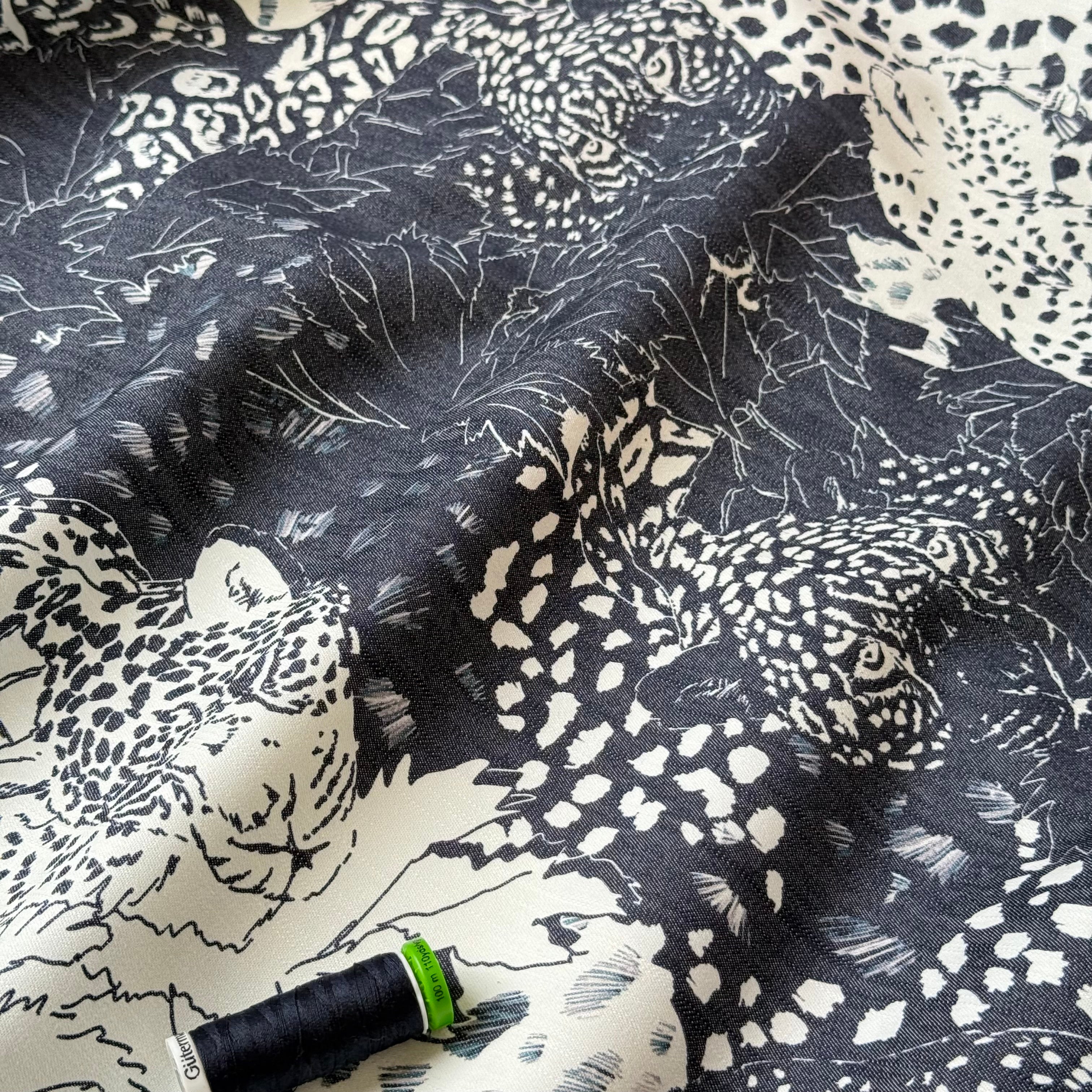 Deadstock Leopards Stretch Jacquard Denim