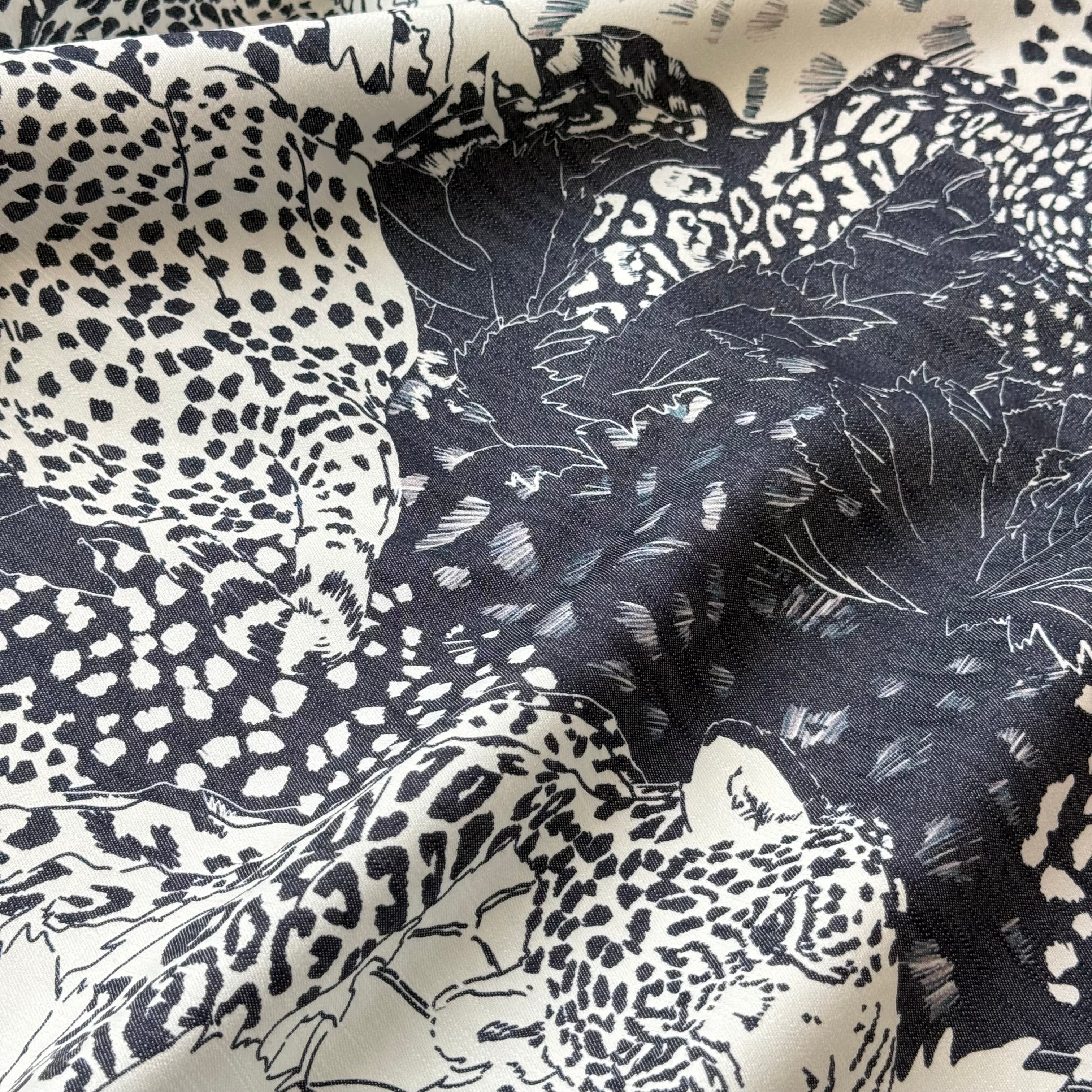 Deadstock Leopards Stretch Jacquard Denim