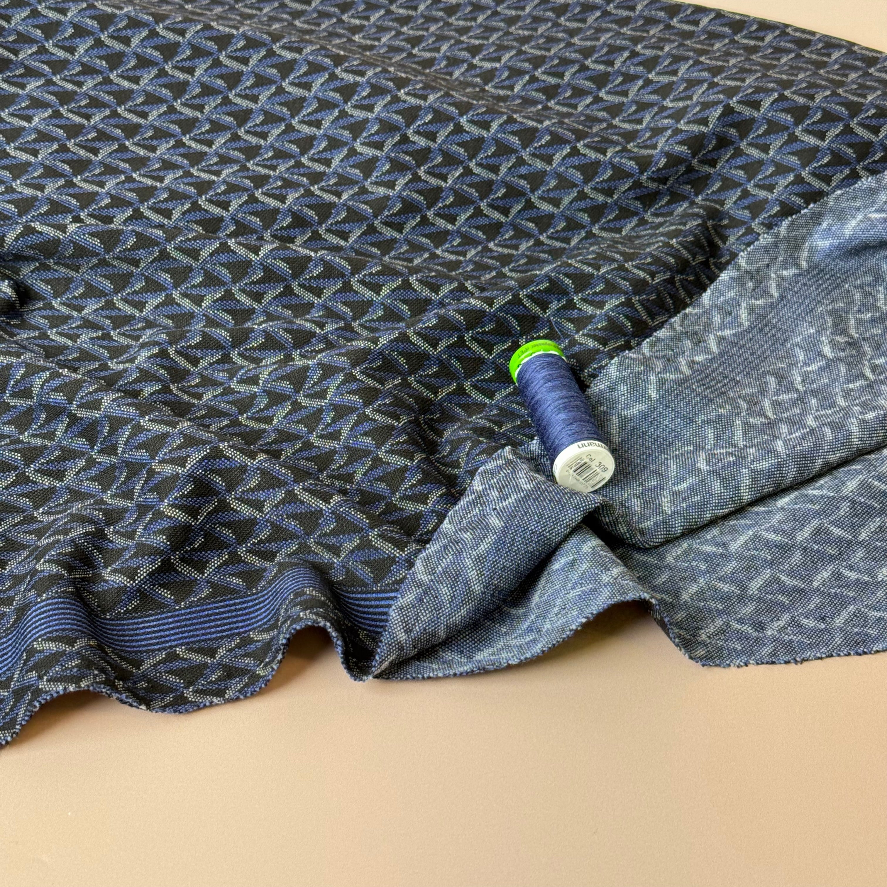 Retro Stars Navy Yarn Dyed Jacquard Knit