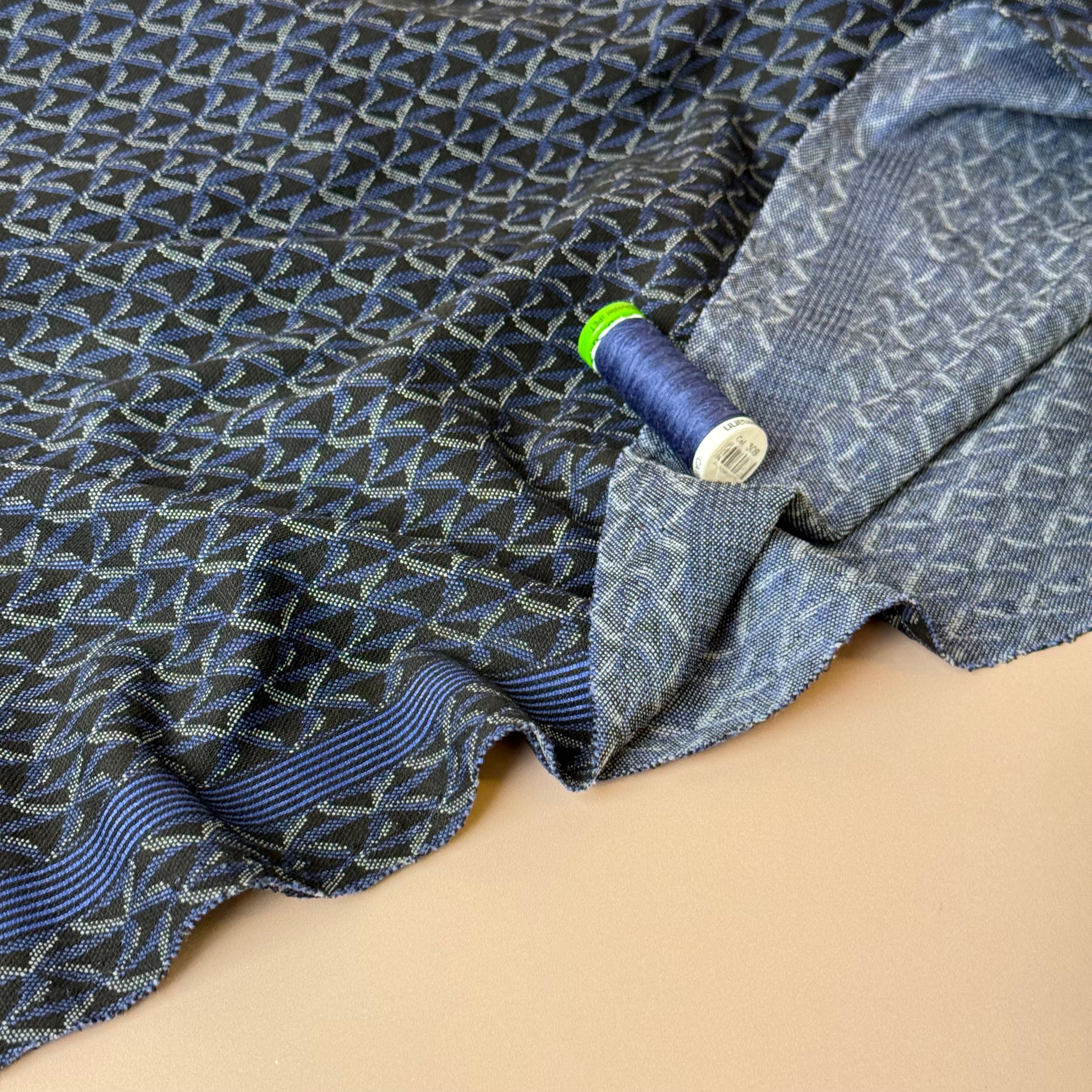 Retro Stars Navy Yarn Dyed Jacquard Knit