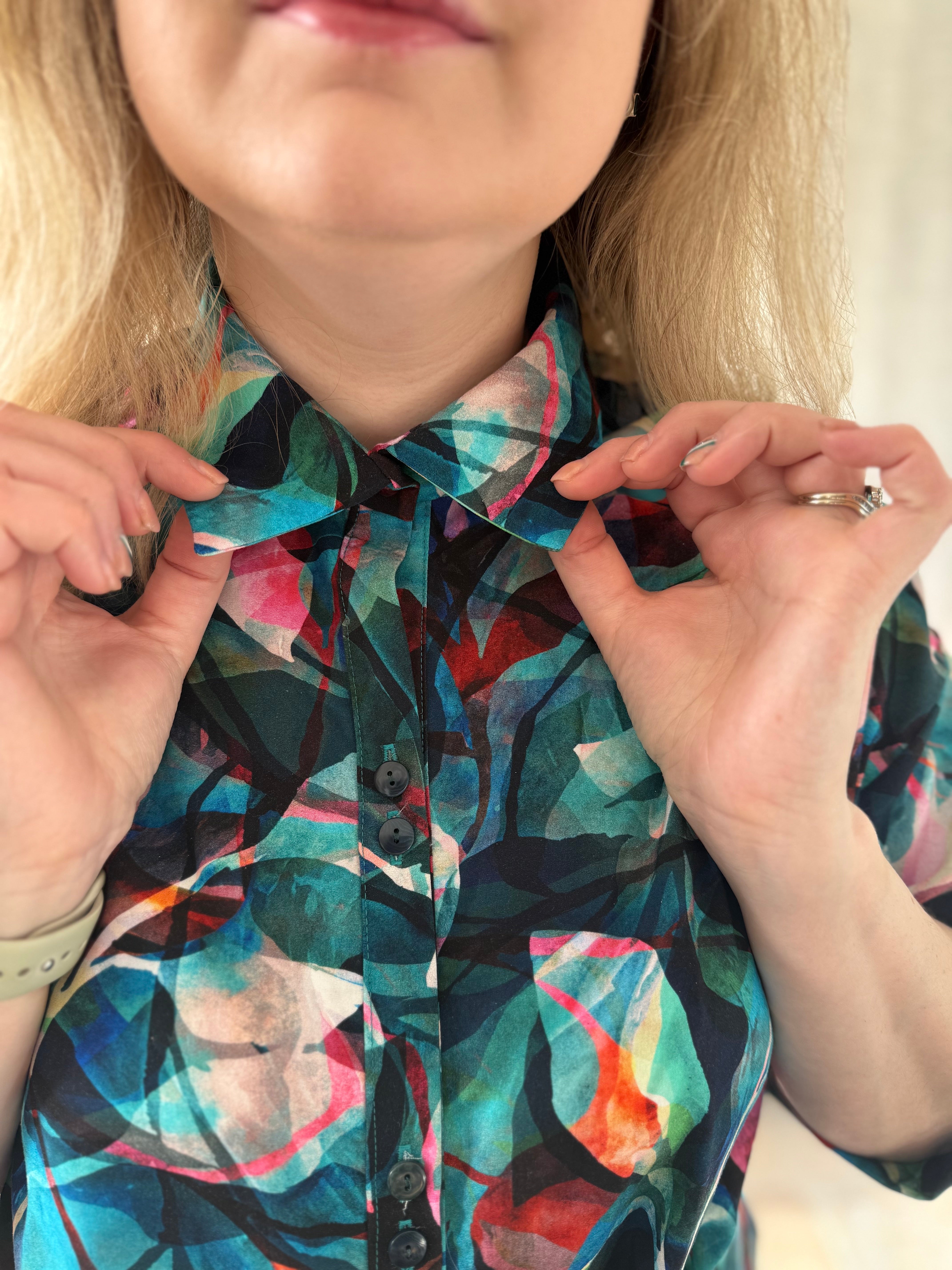 Sewing Kit - Silmu Shirt Dress in Painted Foliage Viscose