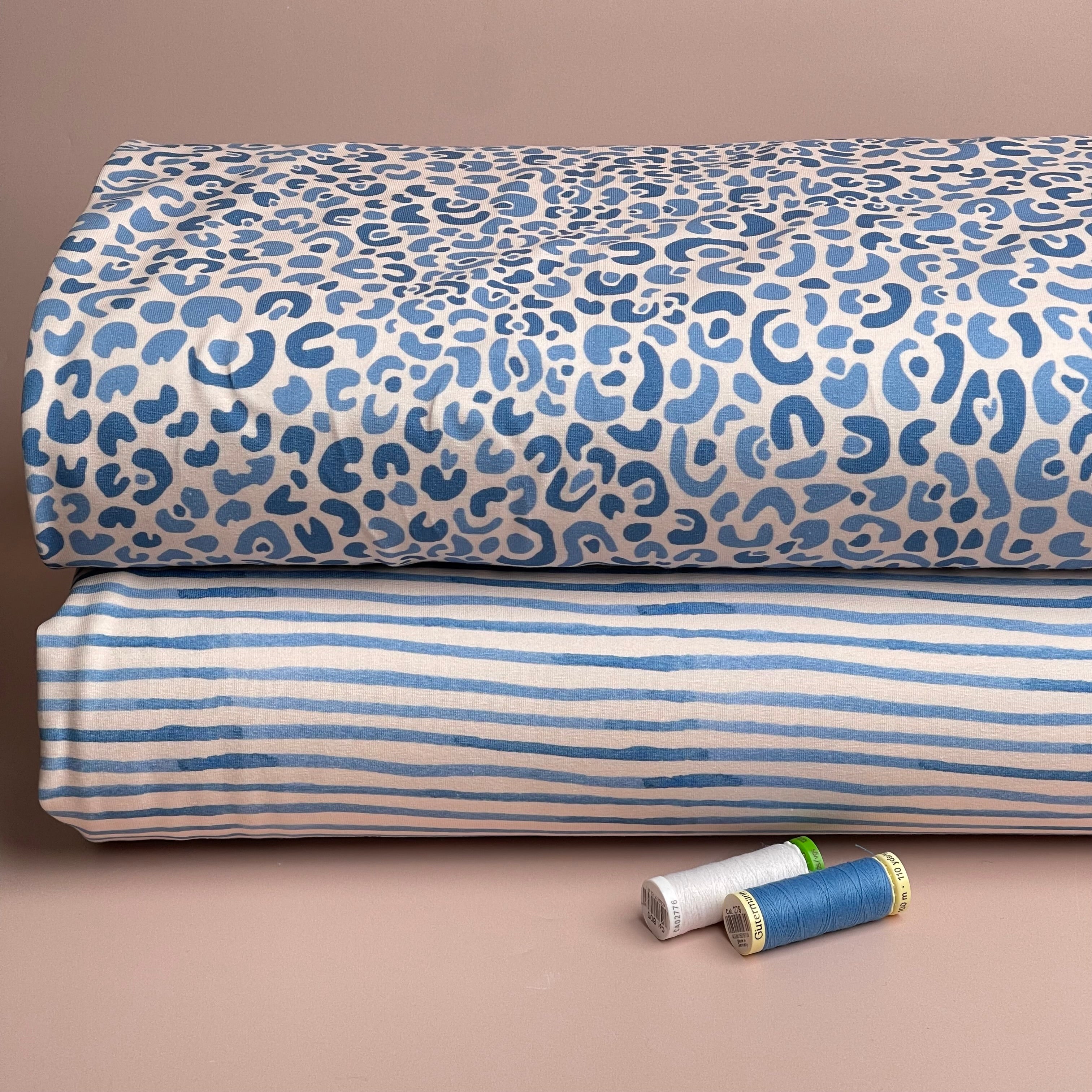 Danish Design - Cheetah Blue Cotton Jersey Fabric