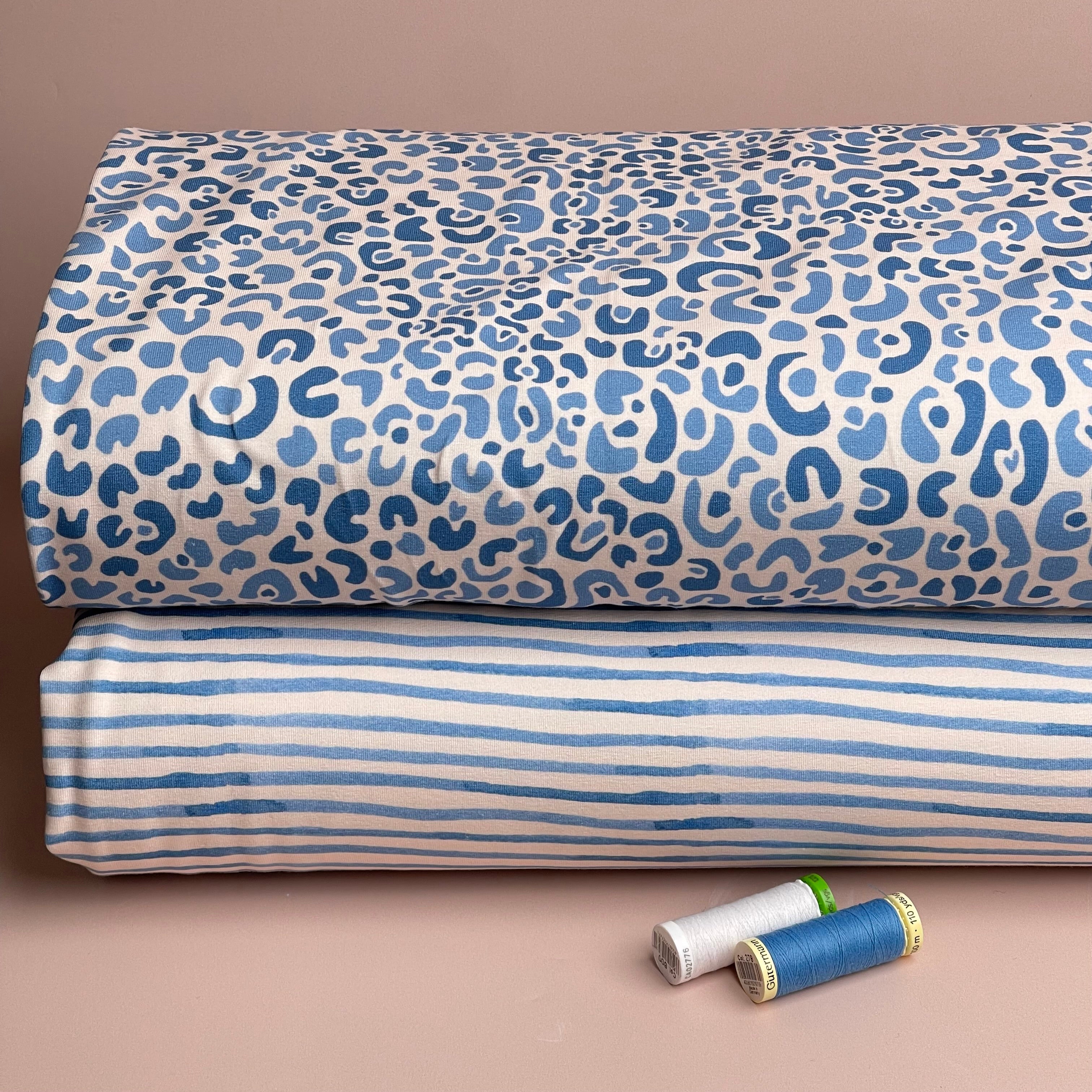 Danish Design - Cheetah Blue Cotton Jersey Fabric