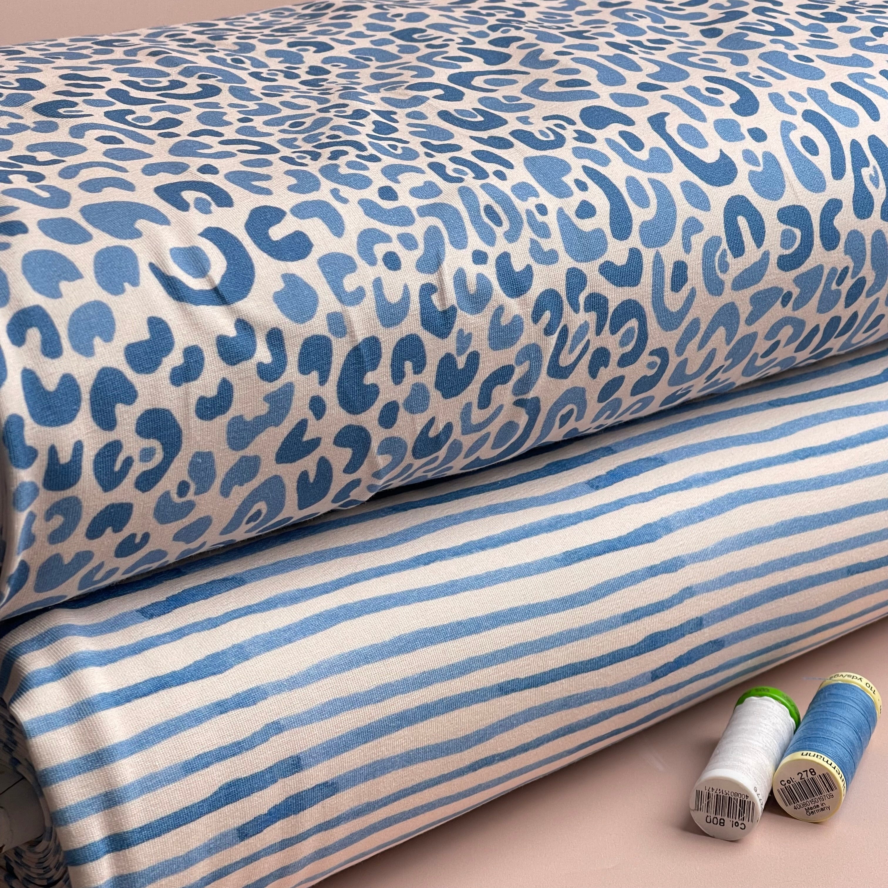 Danish Design - Cheetah Blue Cotton Jersey Fabric