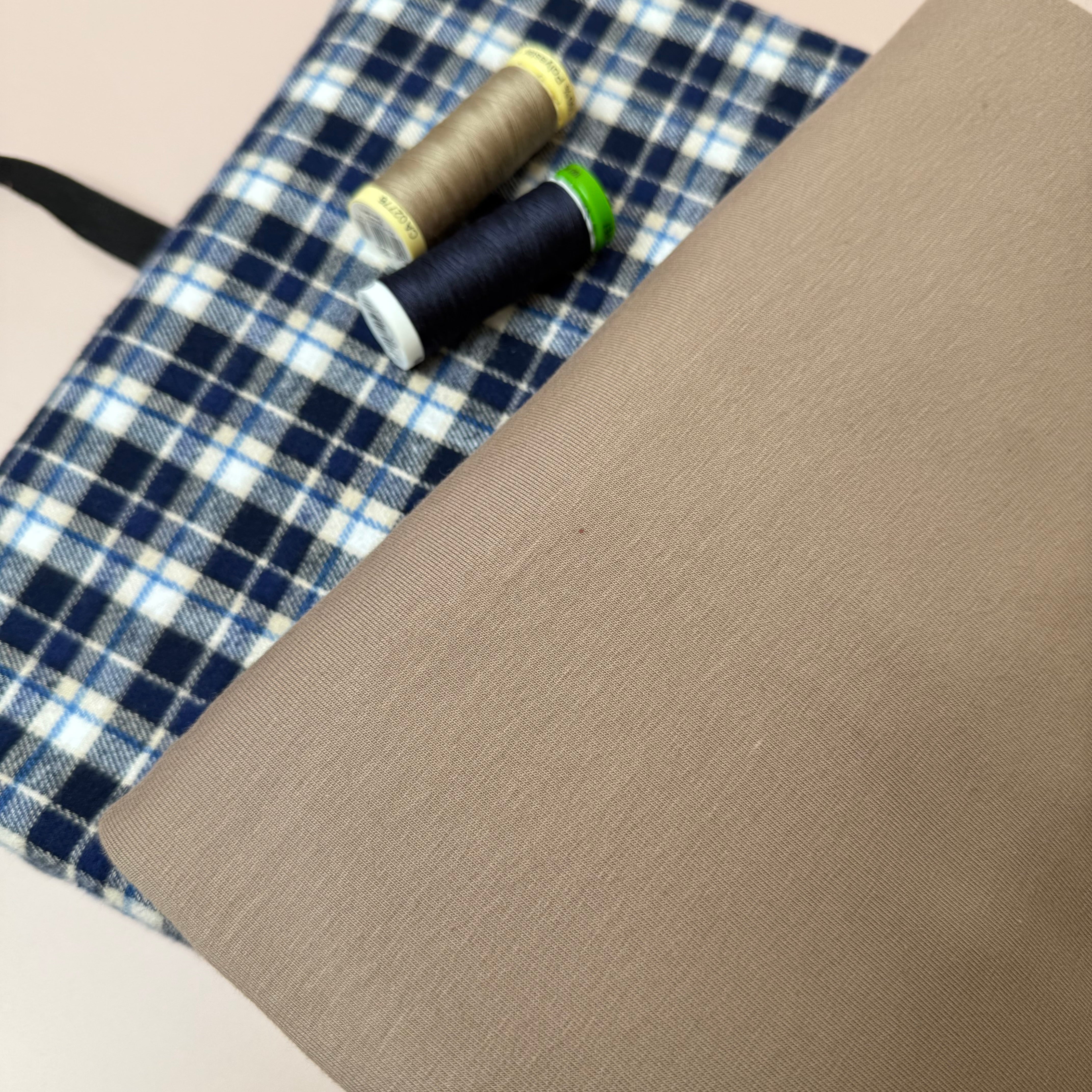 Limited Edition - Luxury Pyjama Kit with Blue Checked Cotton Flannel and Jersey