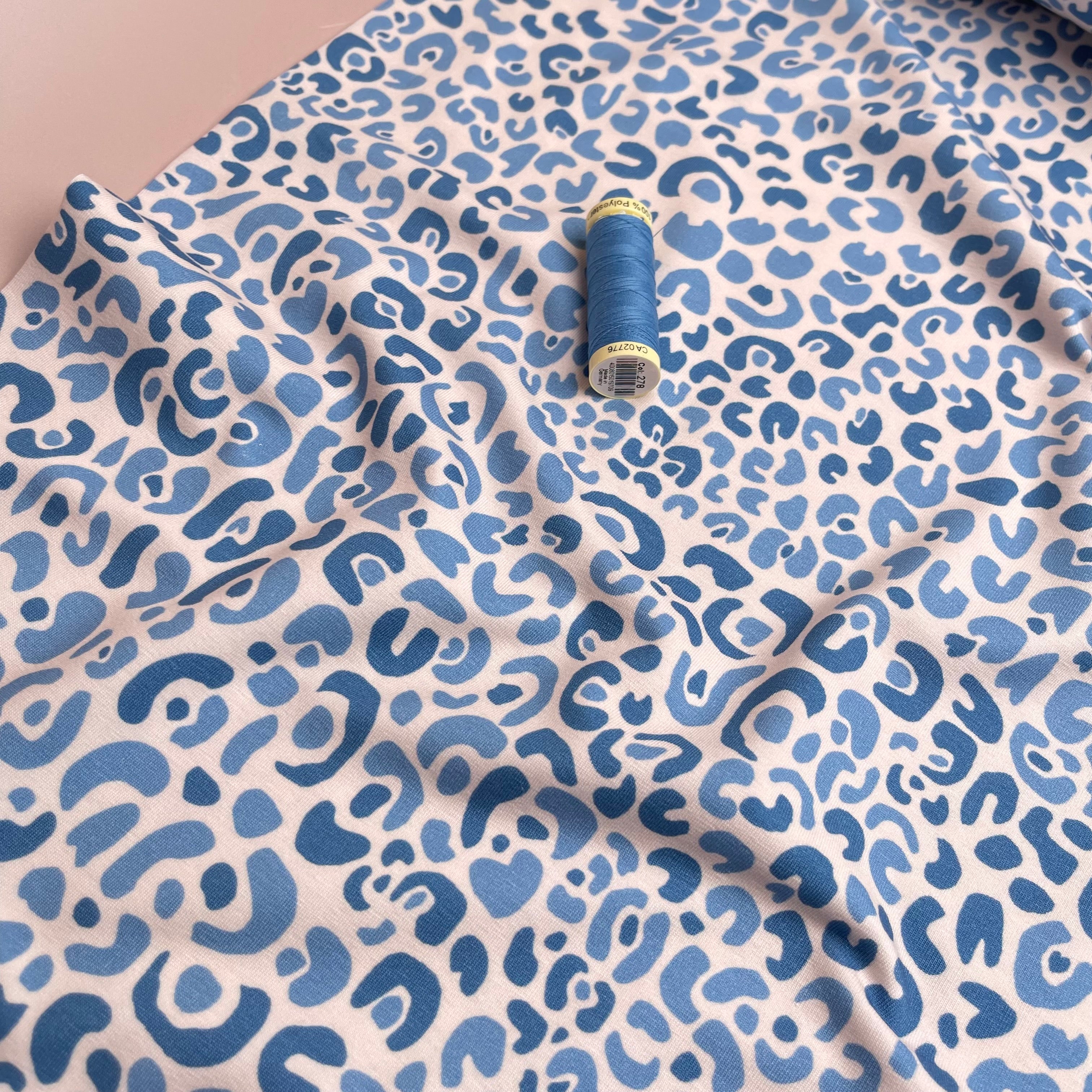 Danish Design - Cheetah Blue Cotton Jersey Fabric