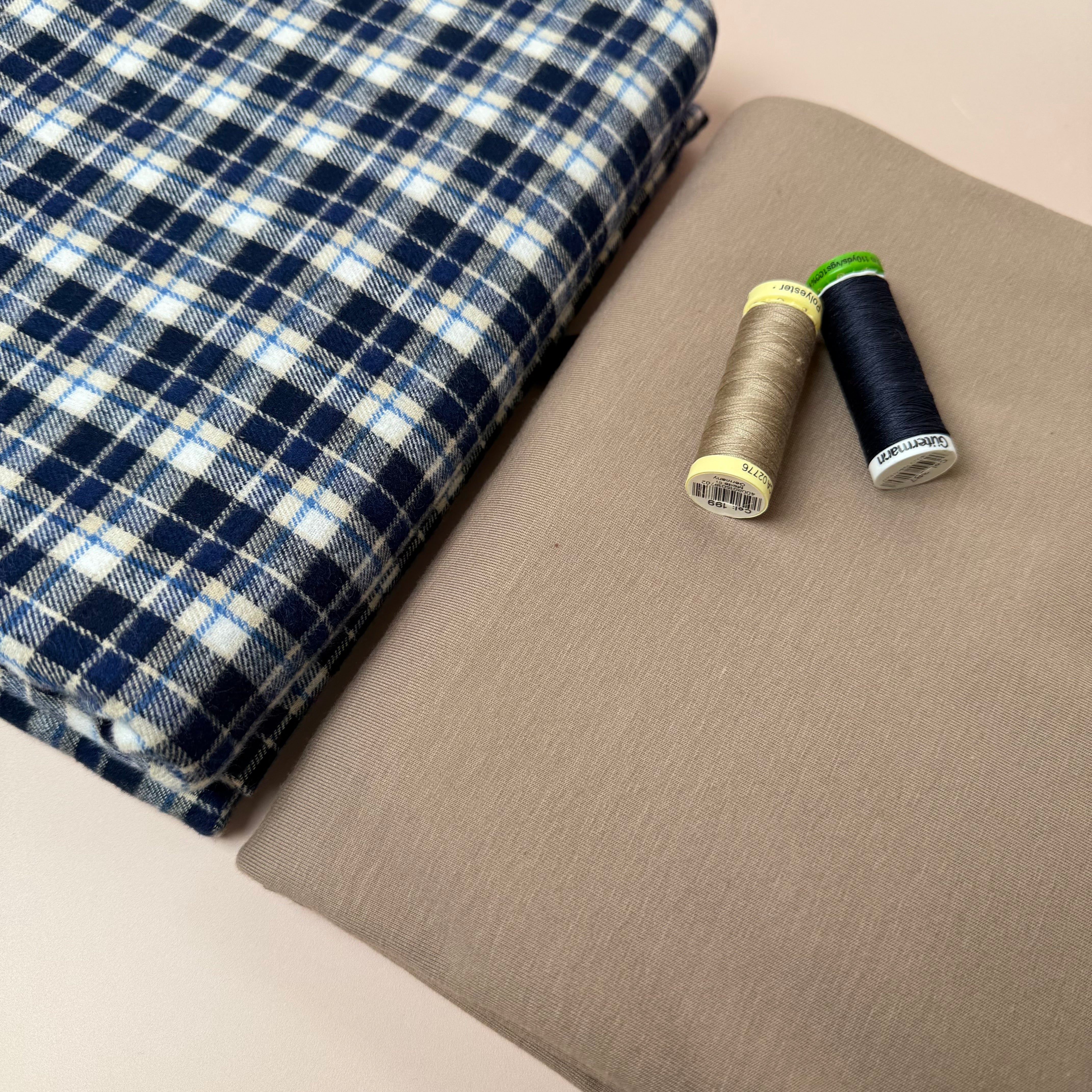 Limited Edition - Luxury Pyjama Kit with Blue Checked Cotton Flannel and Jersey