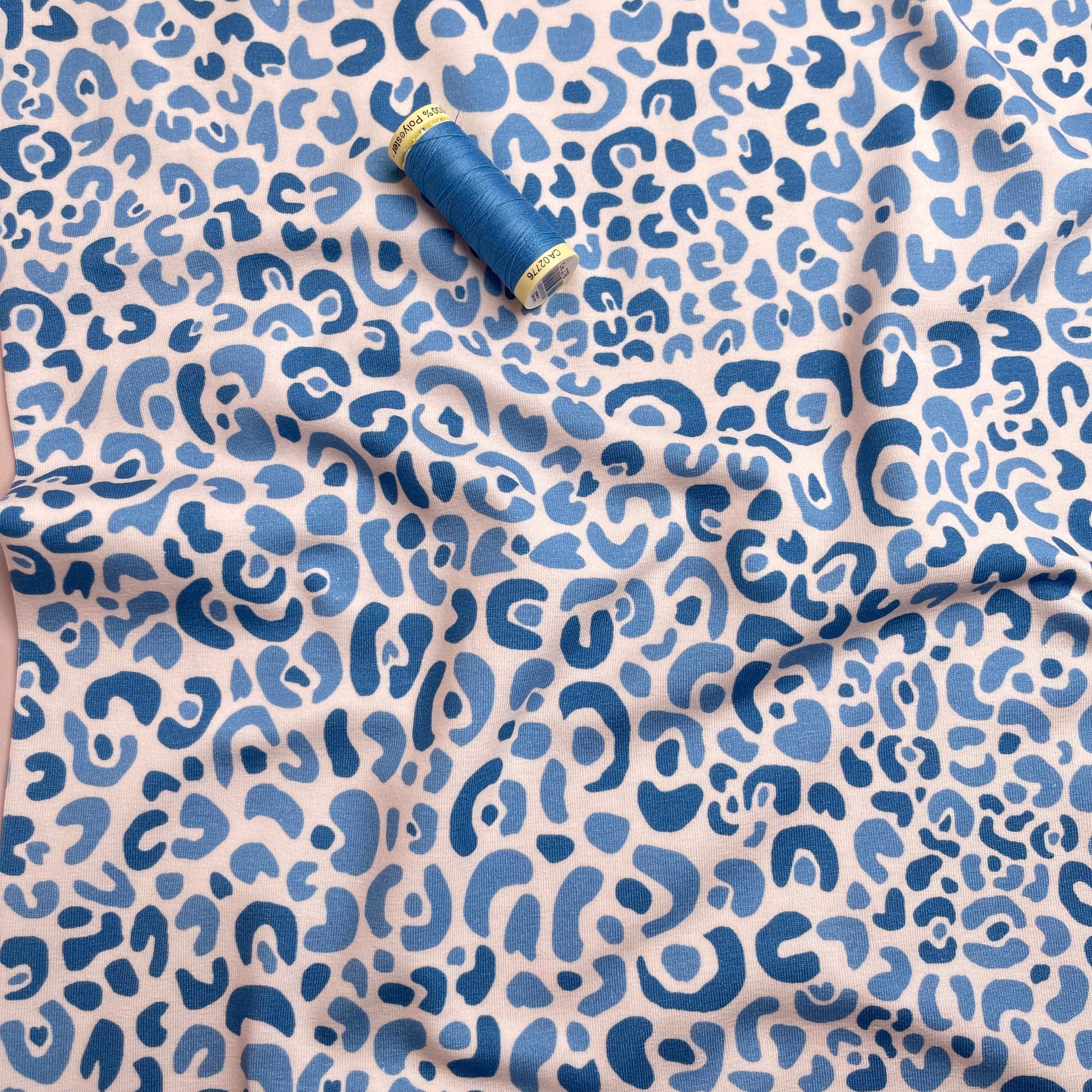 Danish Design - Cheetah Blue Cotton Jersey Fabric
