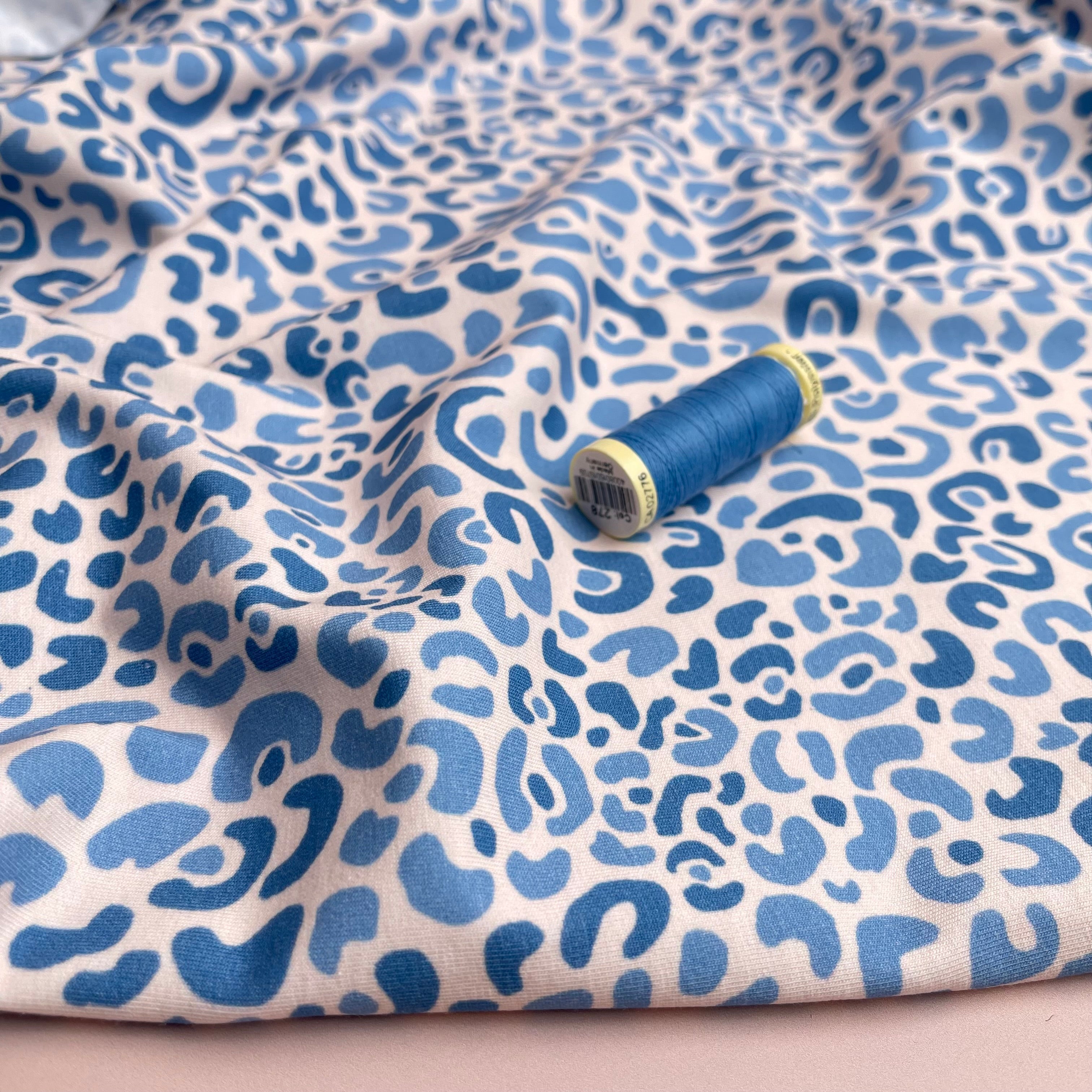 Danish Design - Cheetah Blue Cotton Jersey Fabric