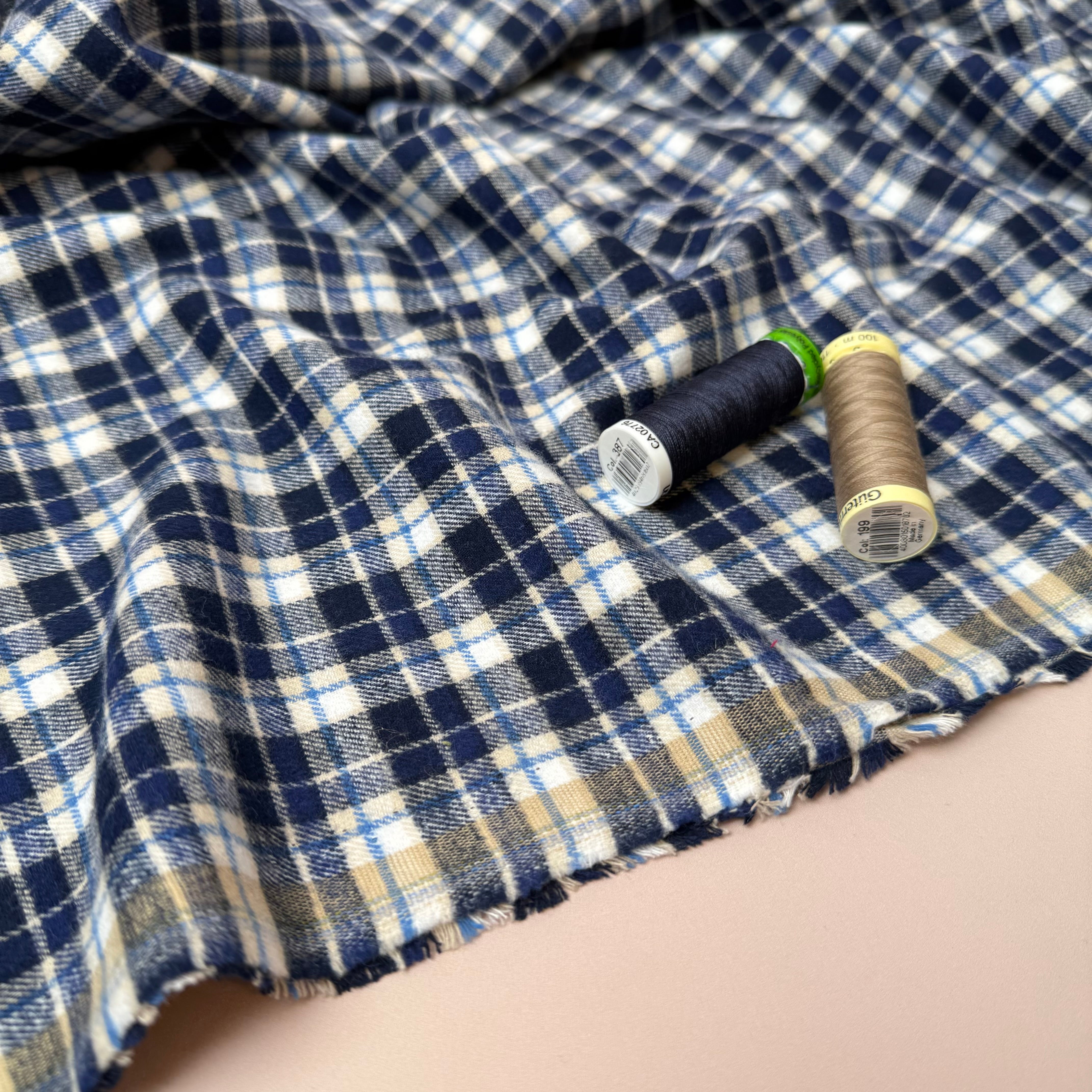 Limited Edition - Luxury Pyjama Kit with Blue Checked Cotton Flannel and Jersey