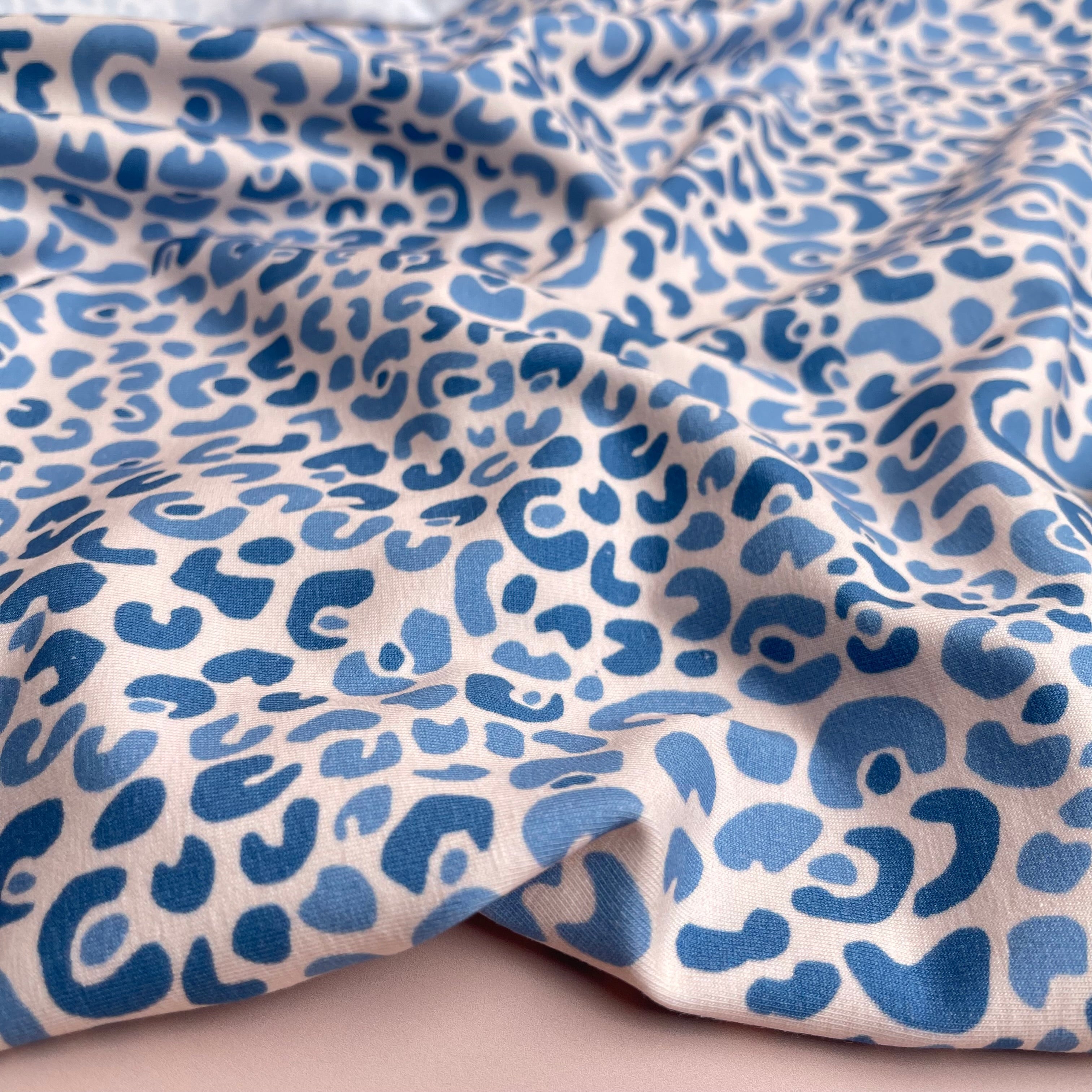 Danish Design - Cheetah Blue Cotton Jersey Fabric