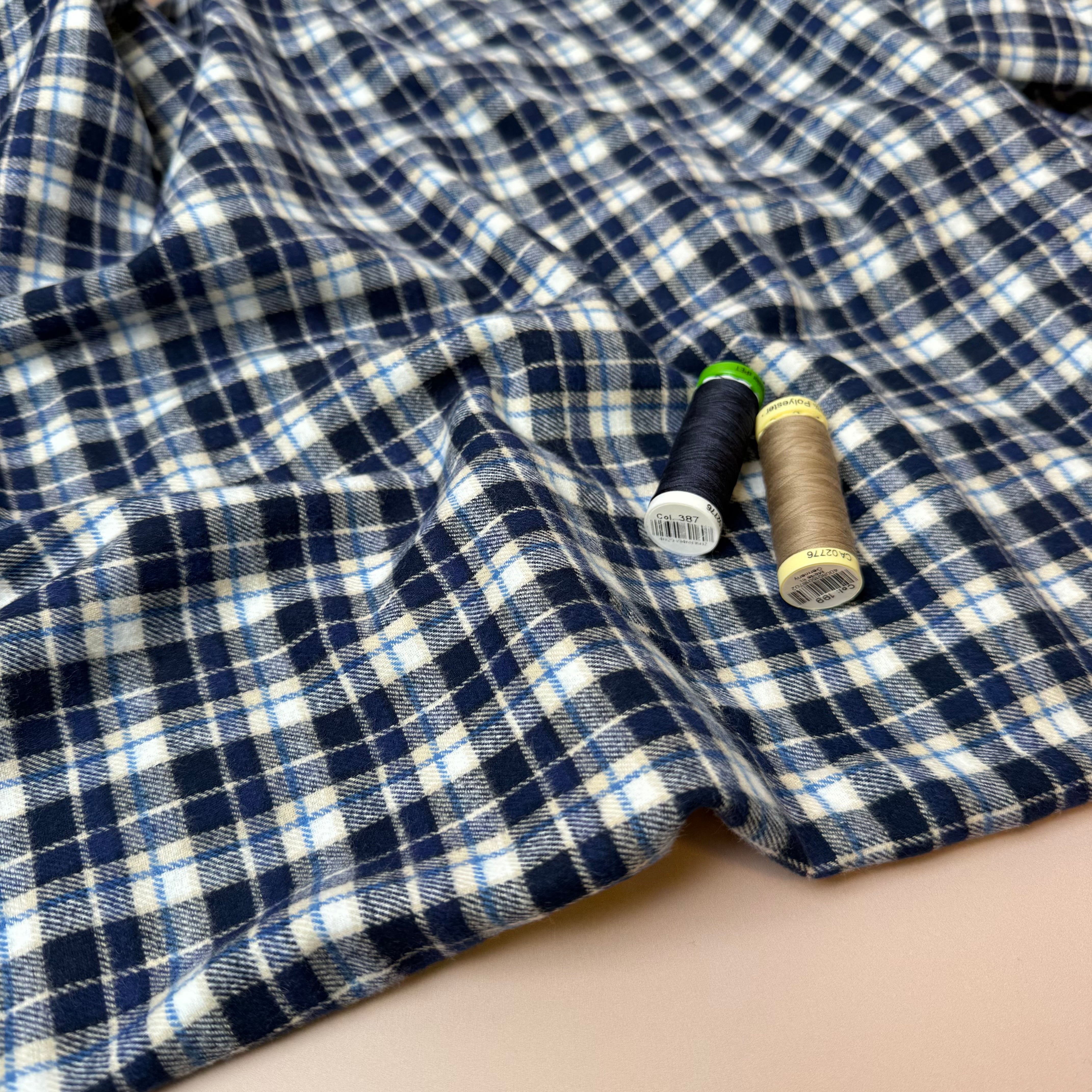 Limited Edition - Luxury Pyjama Kit with Blue Checked Cotton Flannel and Jersey