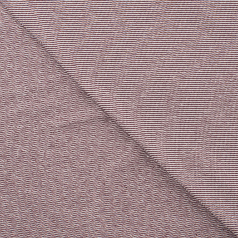Yarn Dyed Mauve Fine Stripe Cotton Jersey Fabric