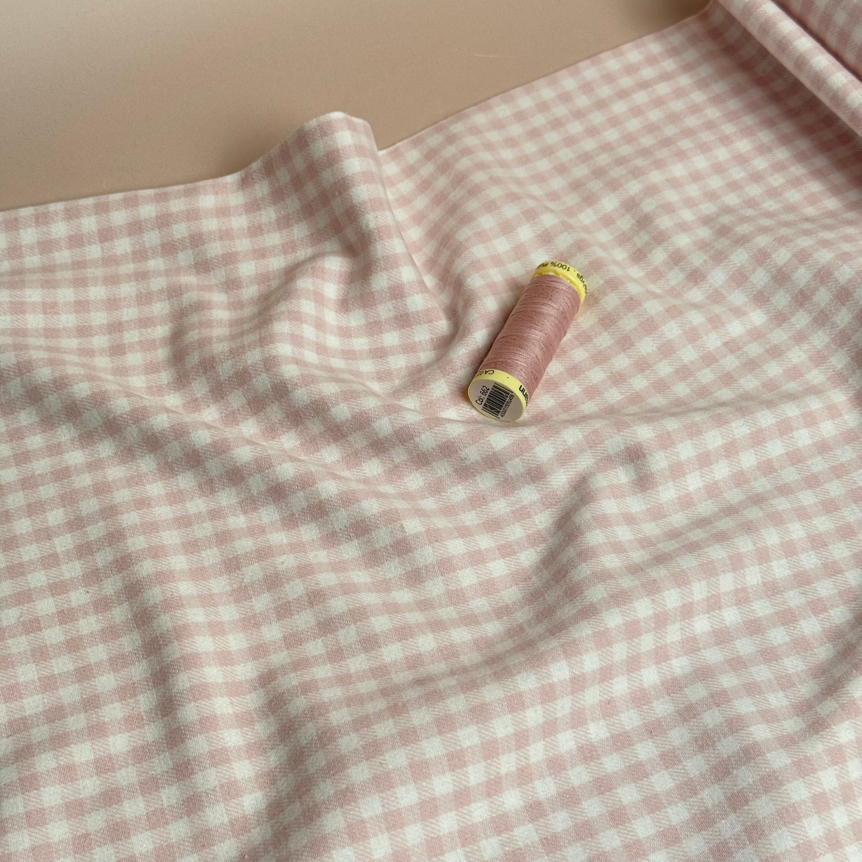 Mini Pink Gingham Yarn Dyed Brushed Cotton Flannel