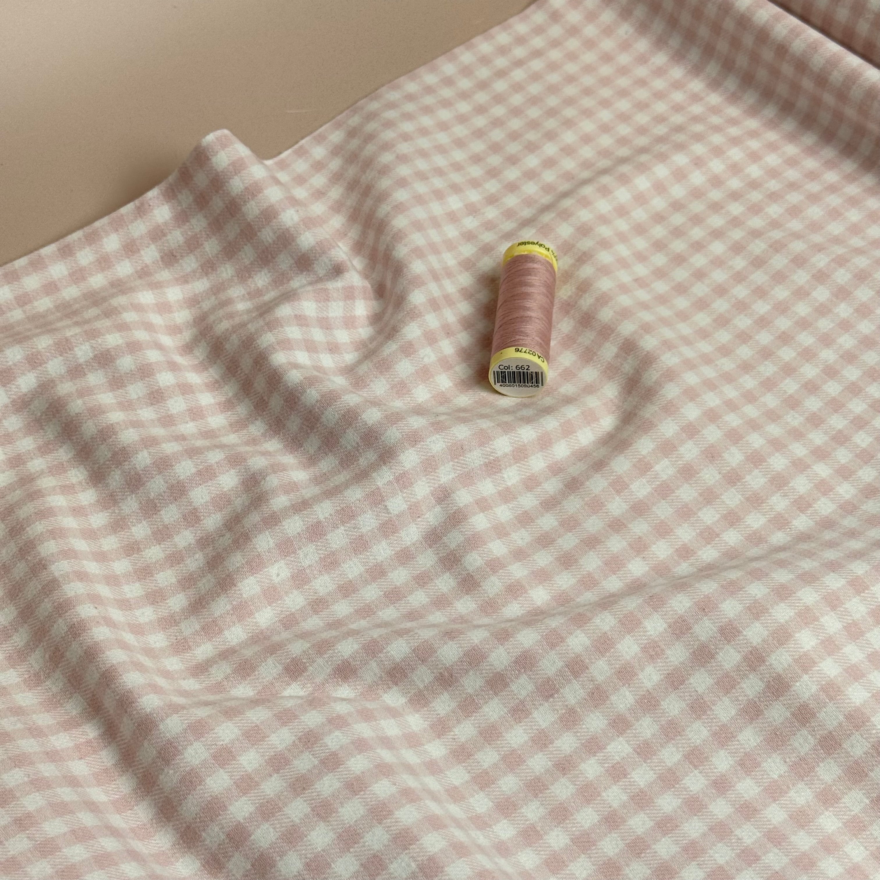 Mini Pink Gingham Yarn Dyed Brushed Cotton Flannel