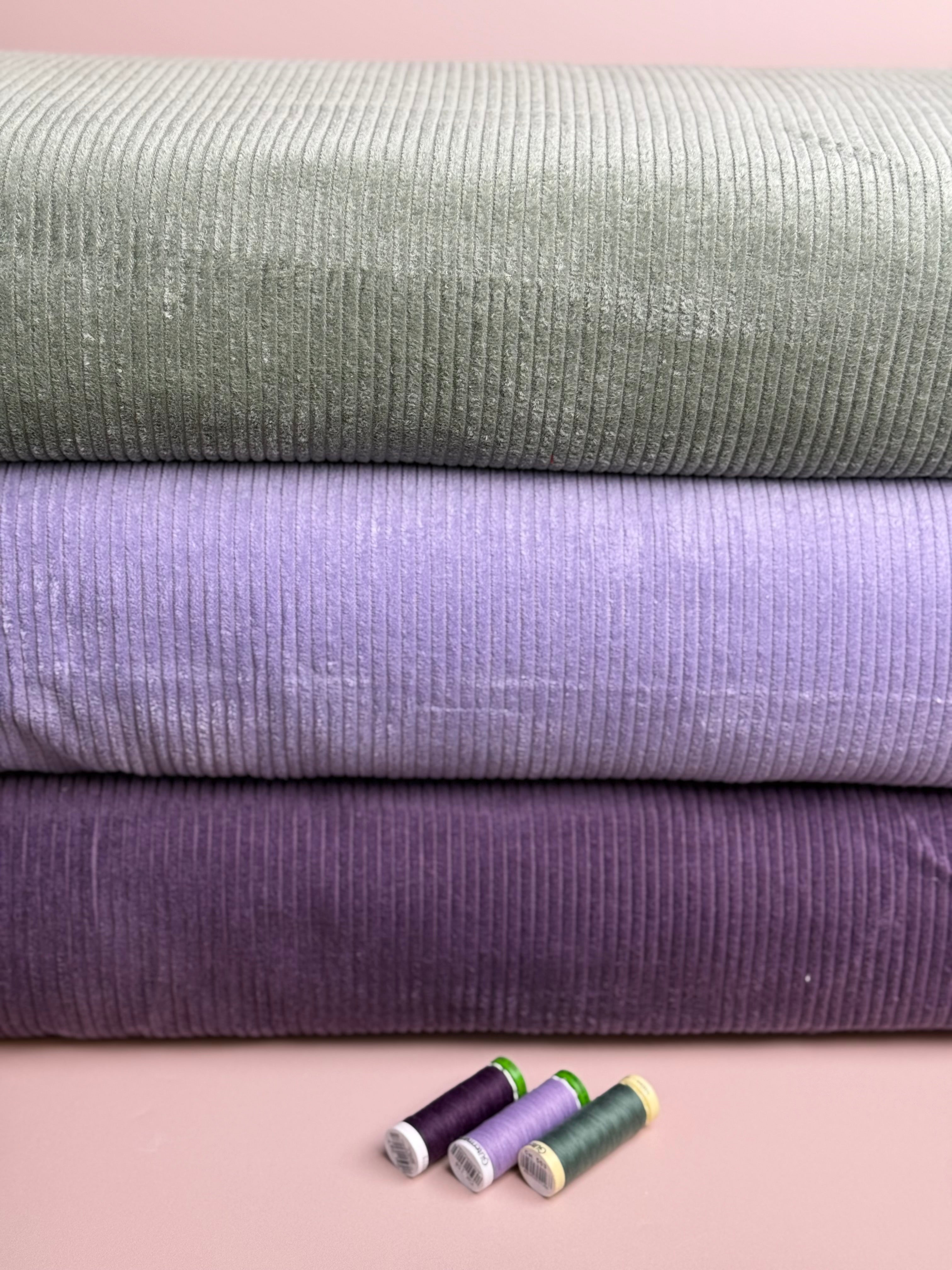 Pure Cotton Washed Corduroy 4.5W in Lilac