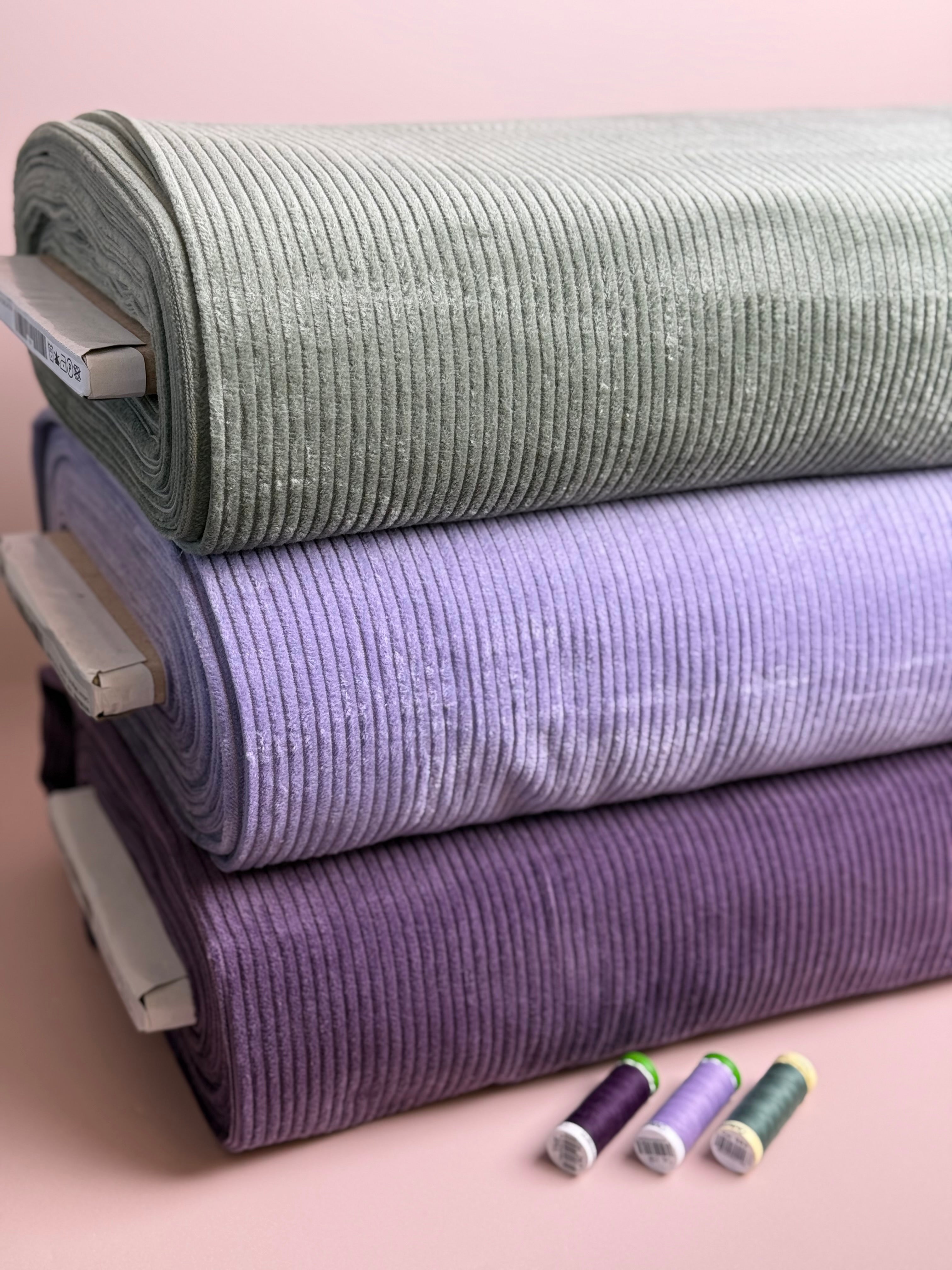 Pure Cotton Washed Corduroy 4.5W in Sage Green