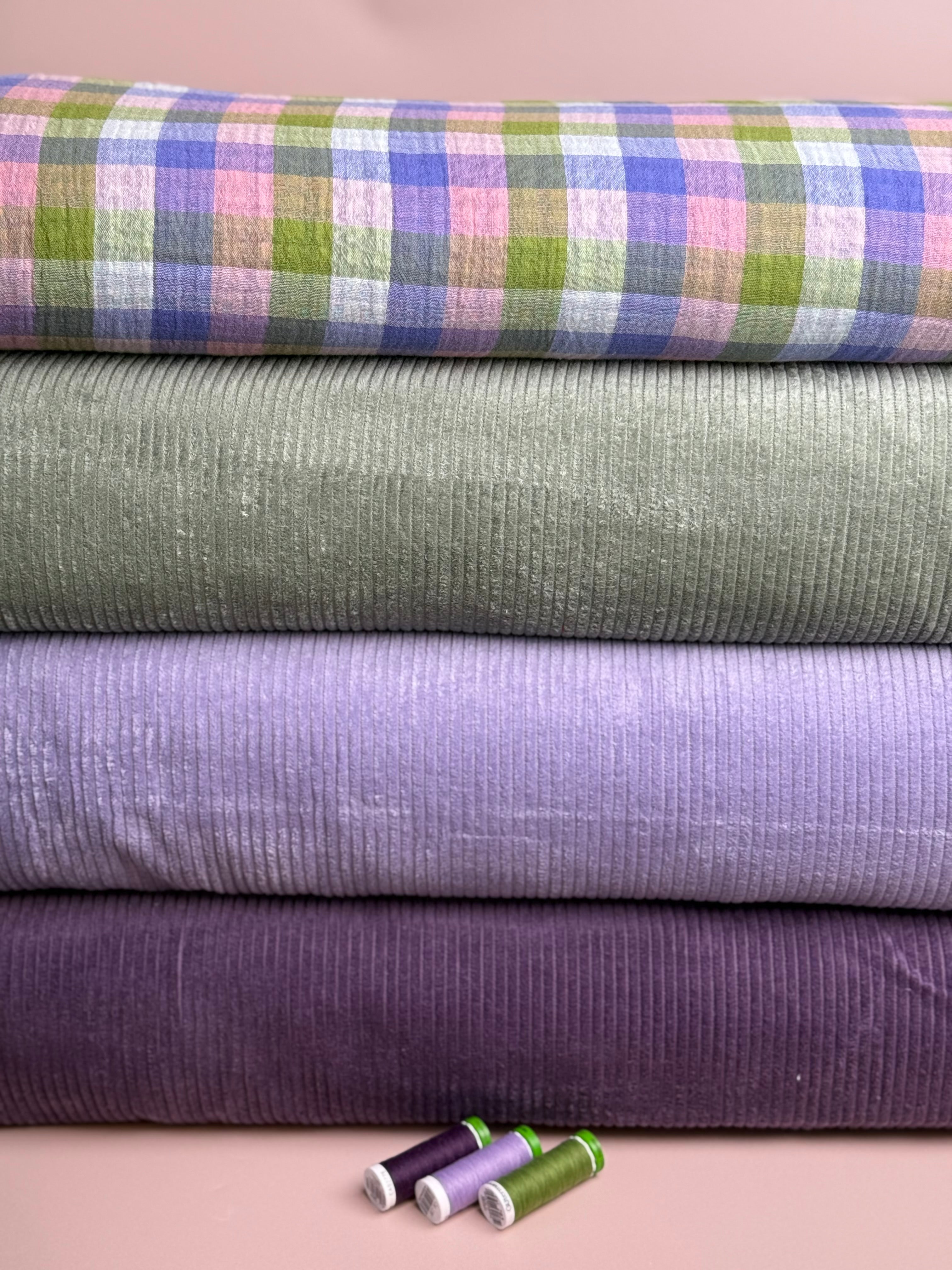 Pure Cotton Washed Corduroy 4.5W in Lilac