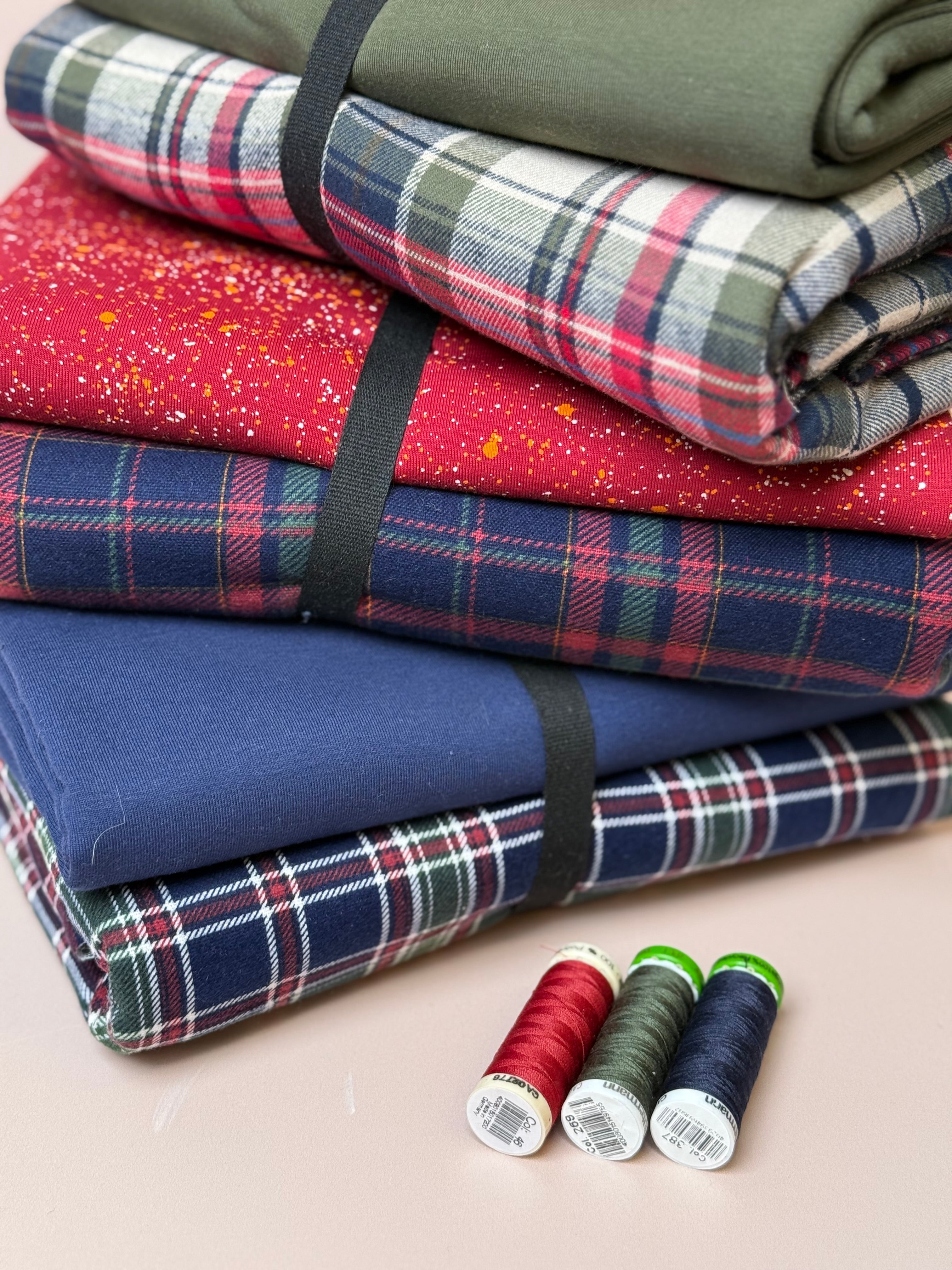 Limited Edition - Luxury Pyjama Kit with Green & Blue Checked Cotton Flannel and Jersey