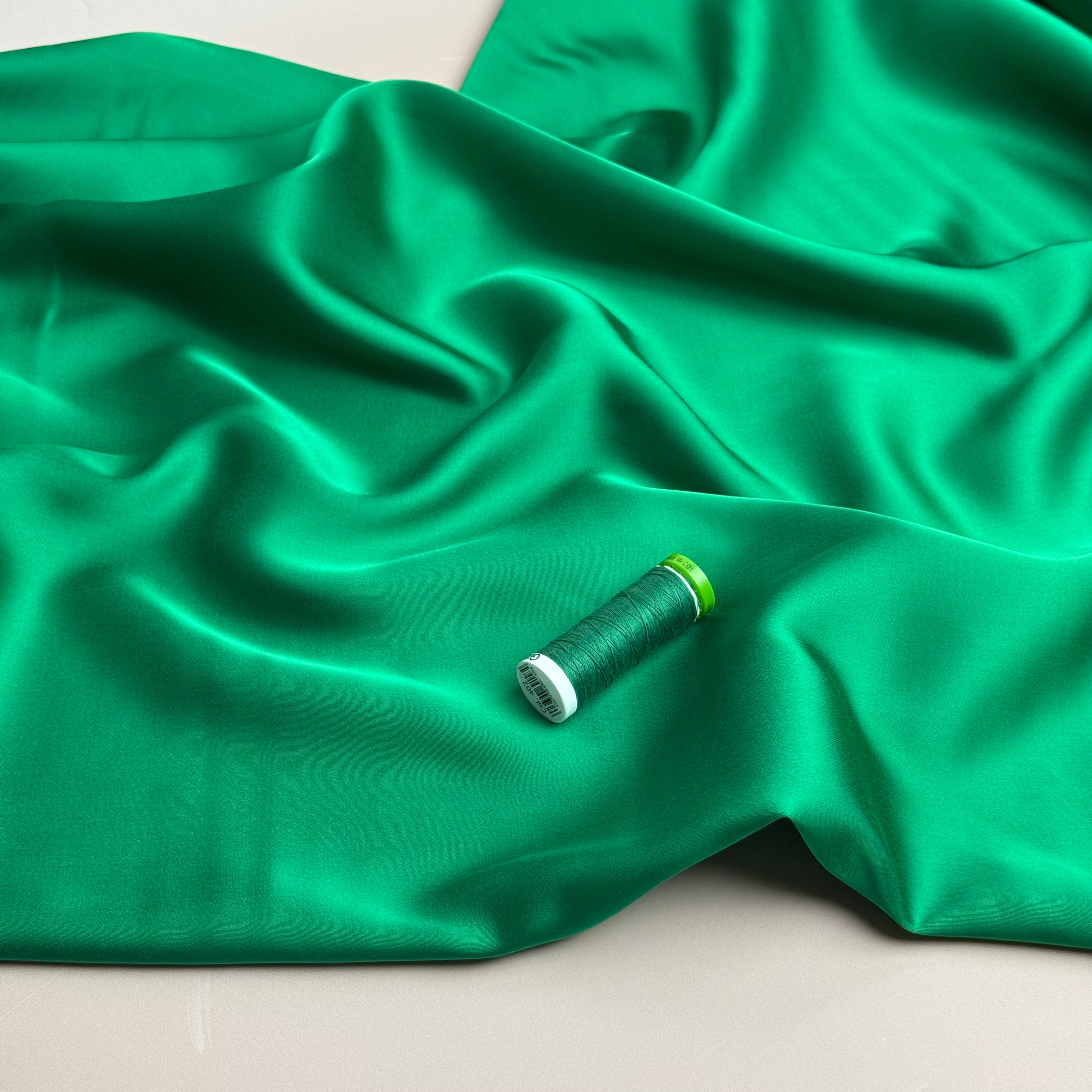 Grass Green Solid Viscose Sateen Fabric