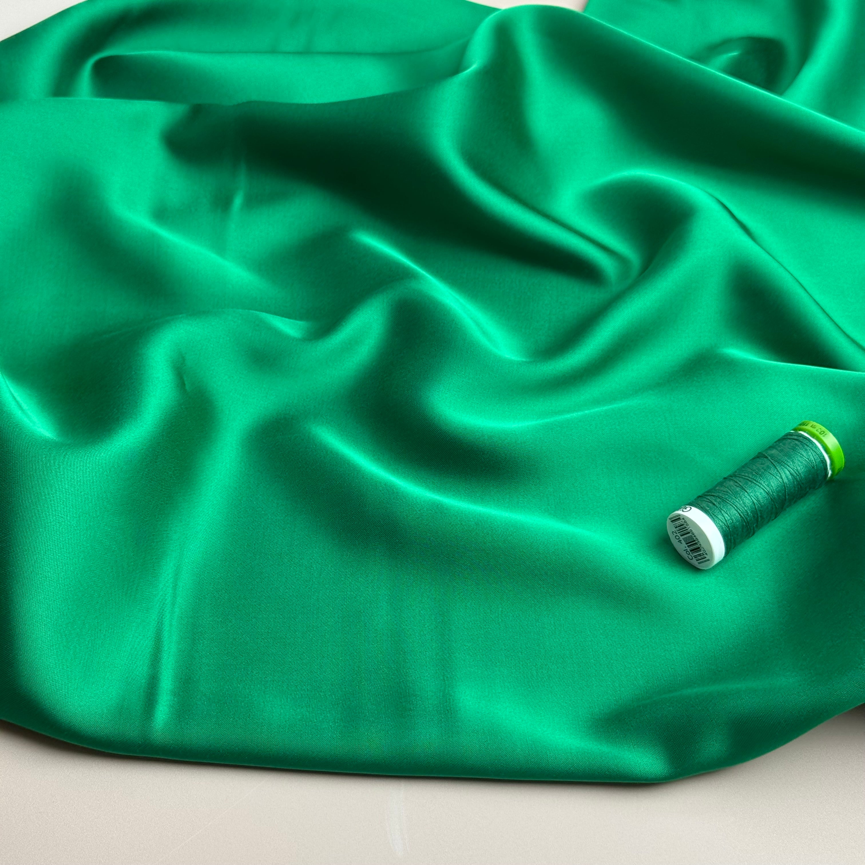 Grass Green Solid Viscose Sateen Fabric