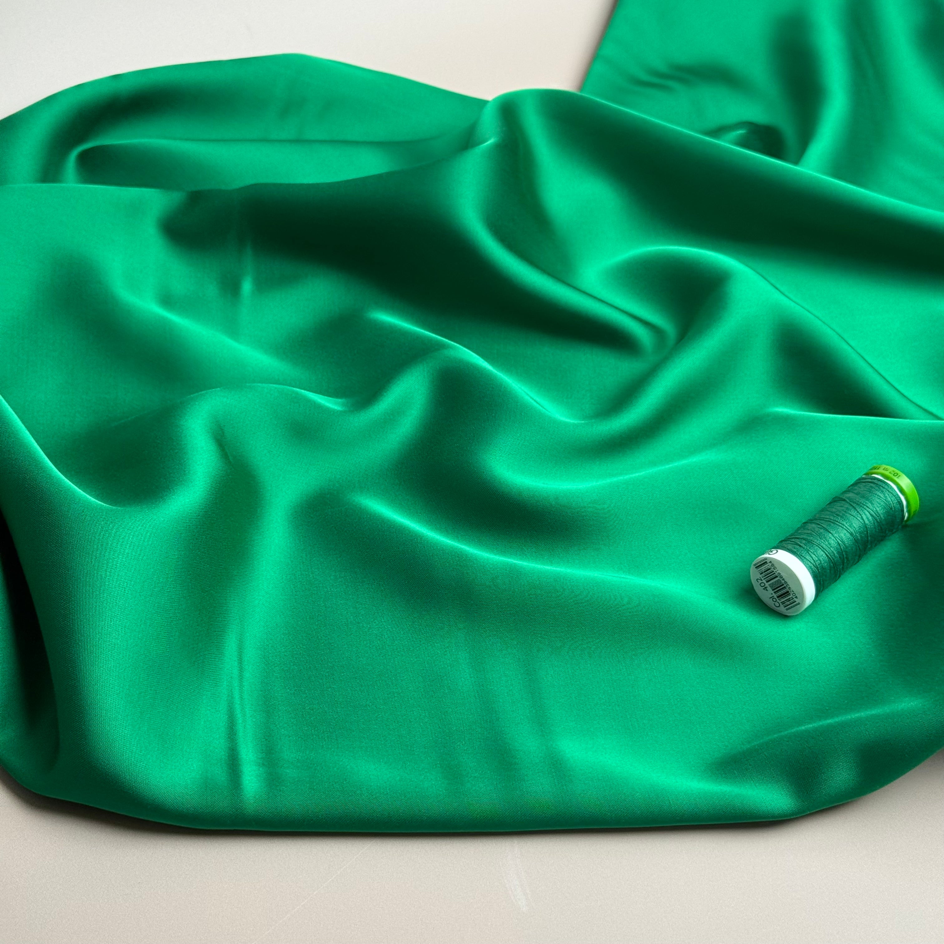 Grass Green Solid Viscose Sateen Fabric
