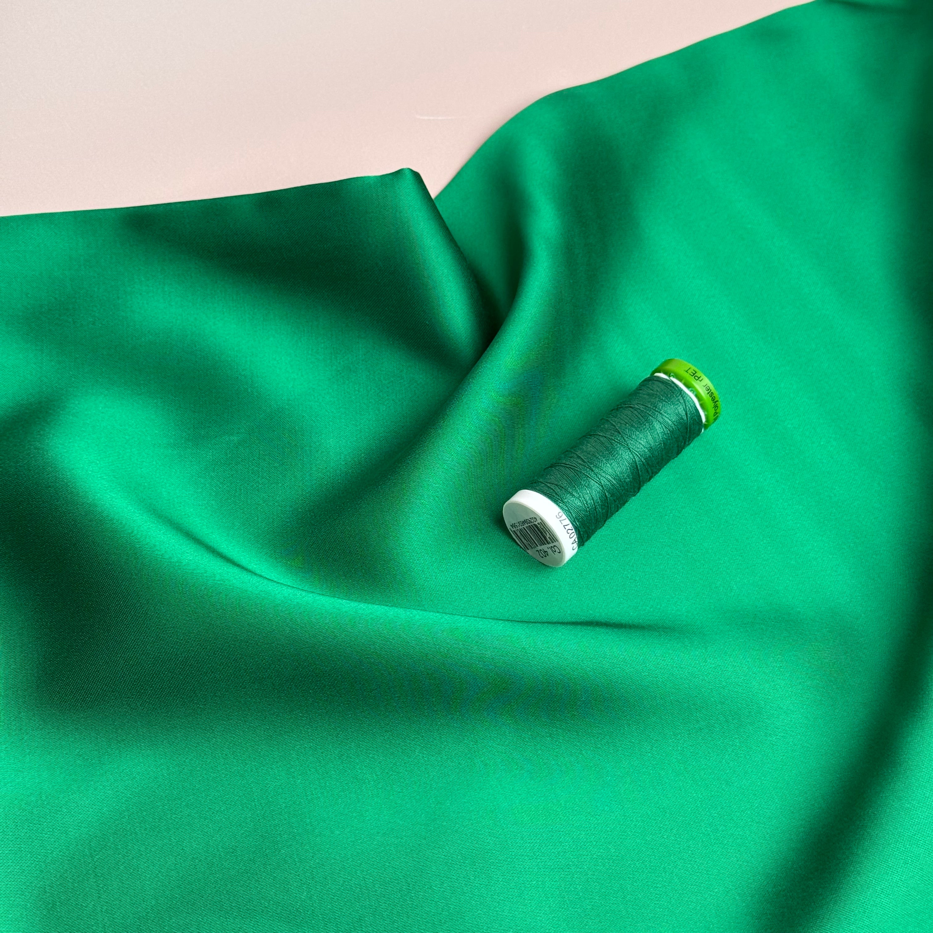 Grass Green Solid Viscose Sateen Fabric