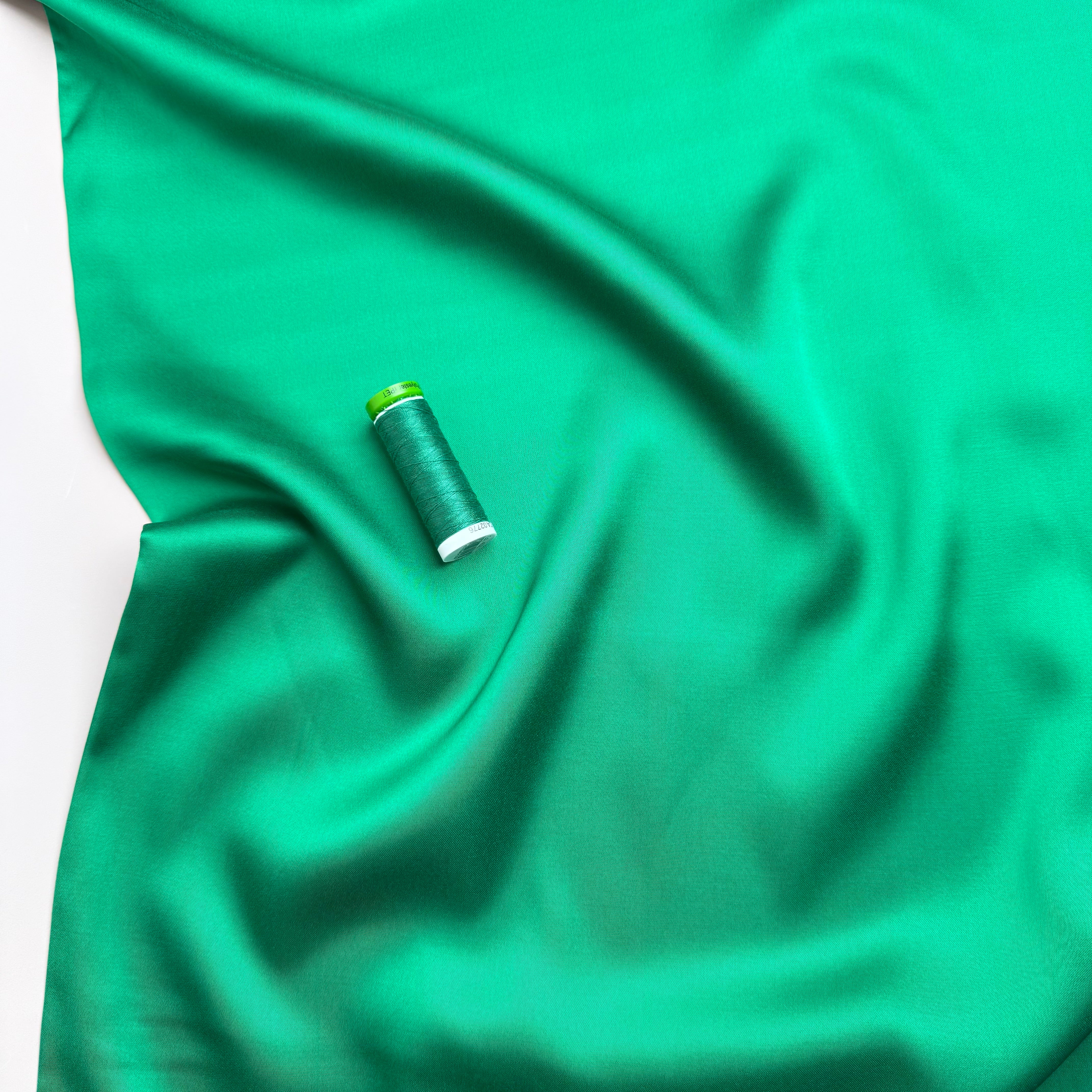 Grass Green Solid Viscose Sateen Fabric