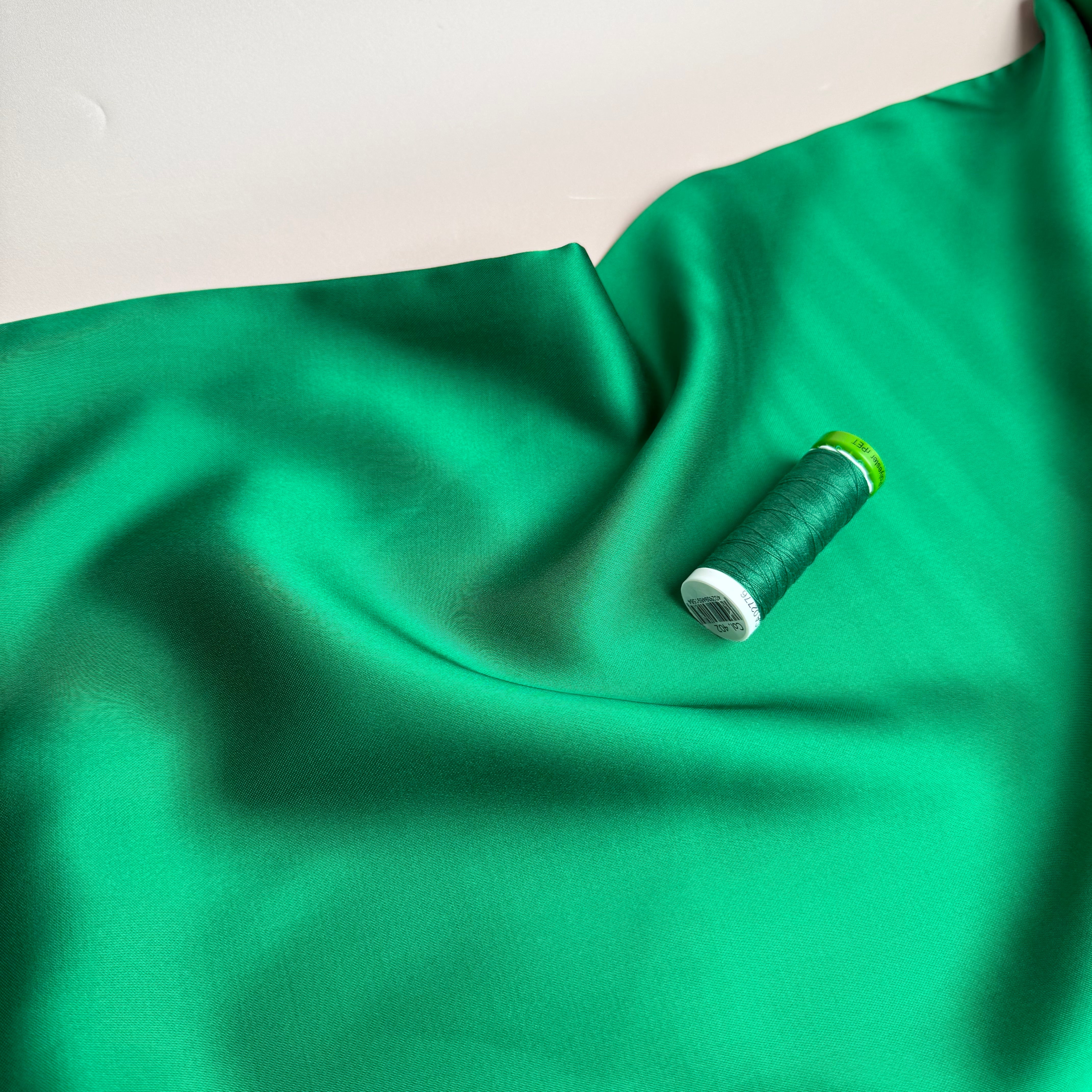 Grass Green Solid Viscose Sateen Fabric