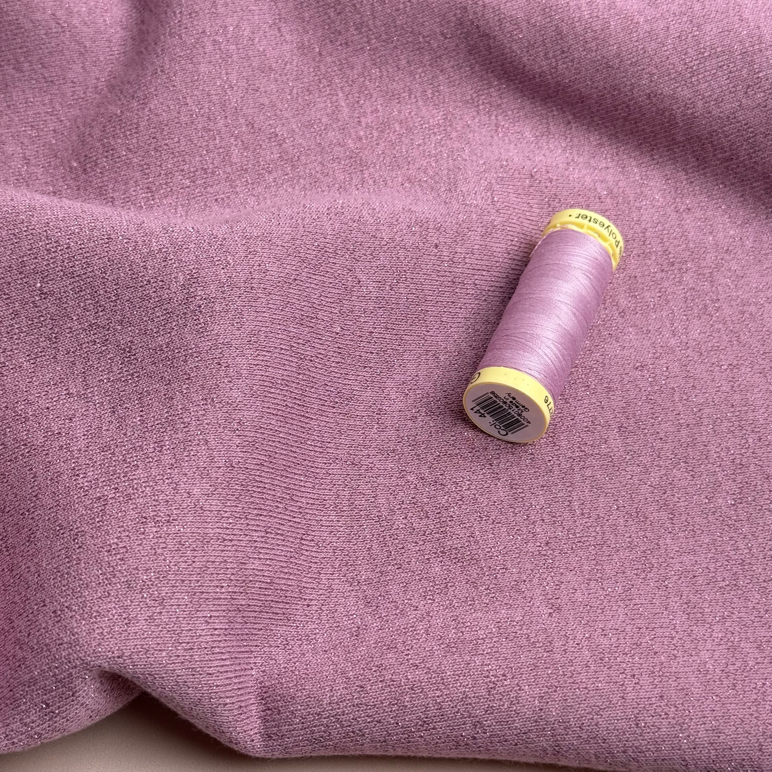 Sparkle Rose Cotton Sweat-Shirting with Lurex