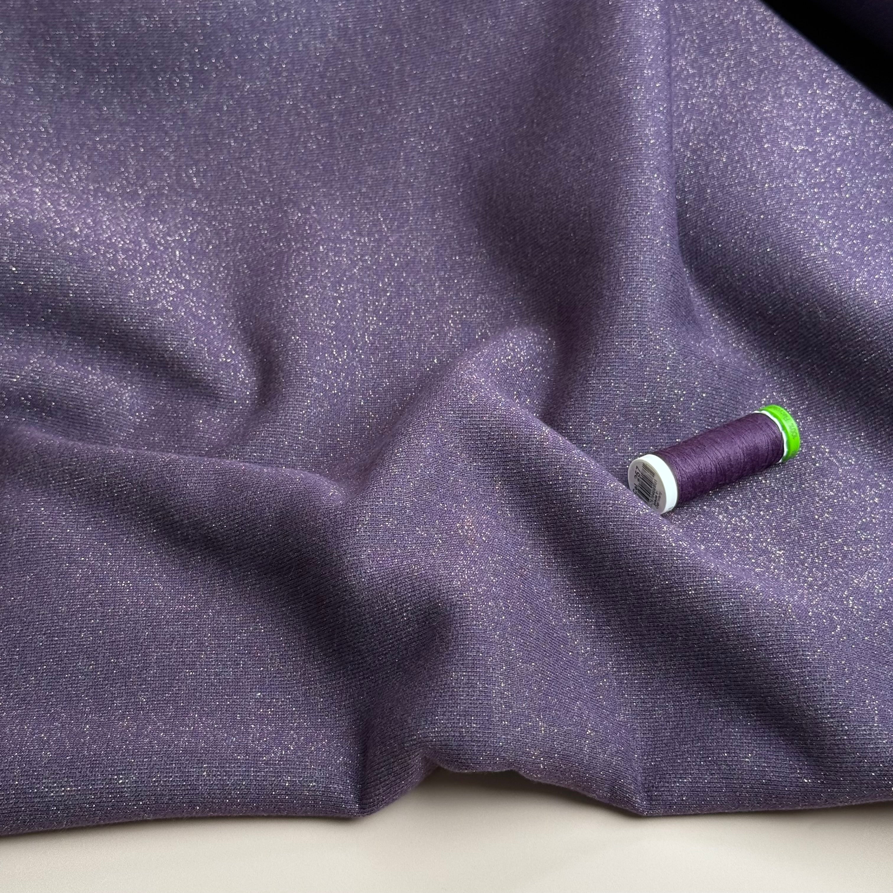 Sparkle Purple Cotton Sweat-Shirting with Lurex