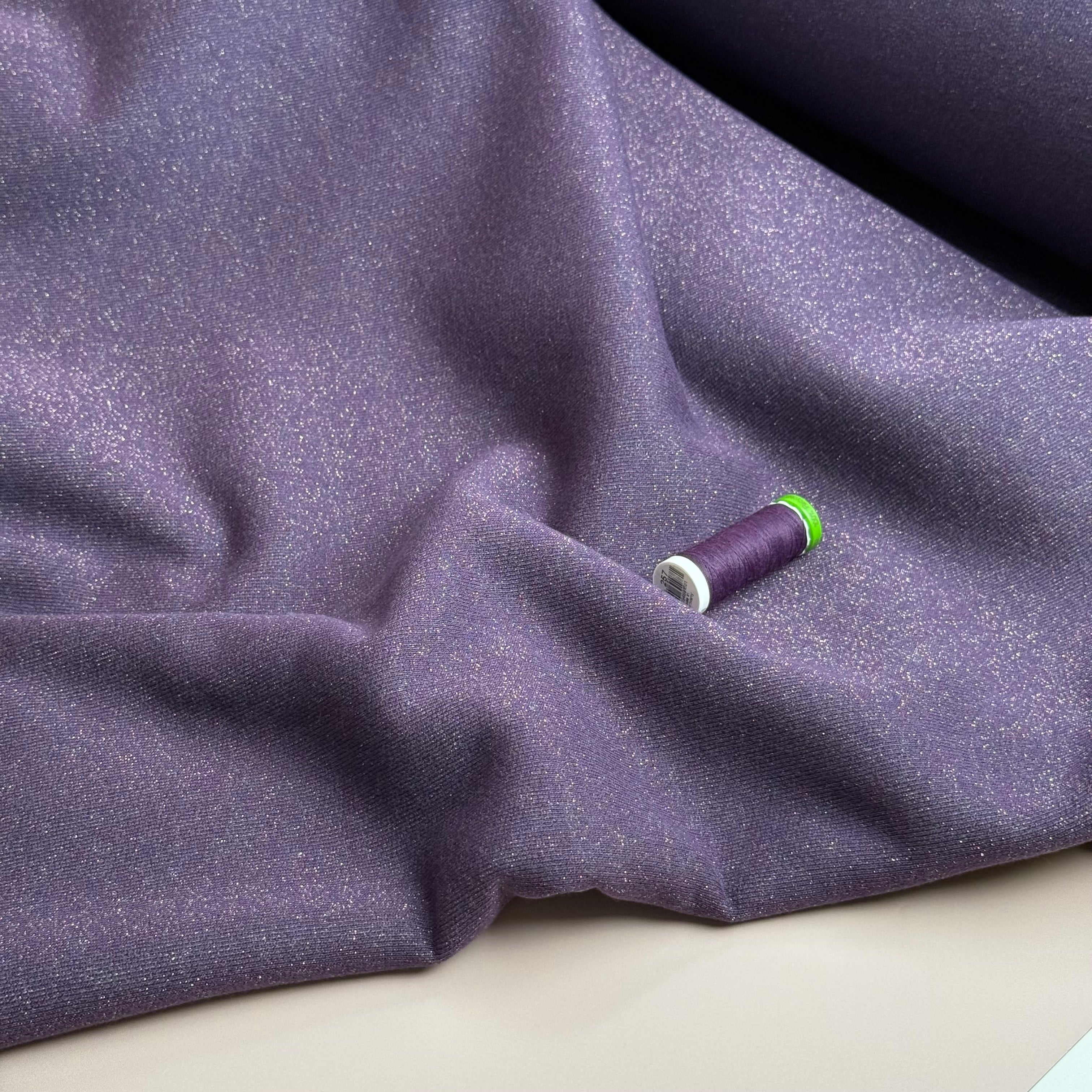 Sparkle Purple Cotton Sweat-Shirting with Lurex