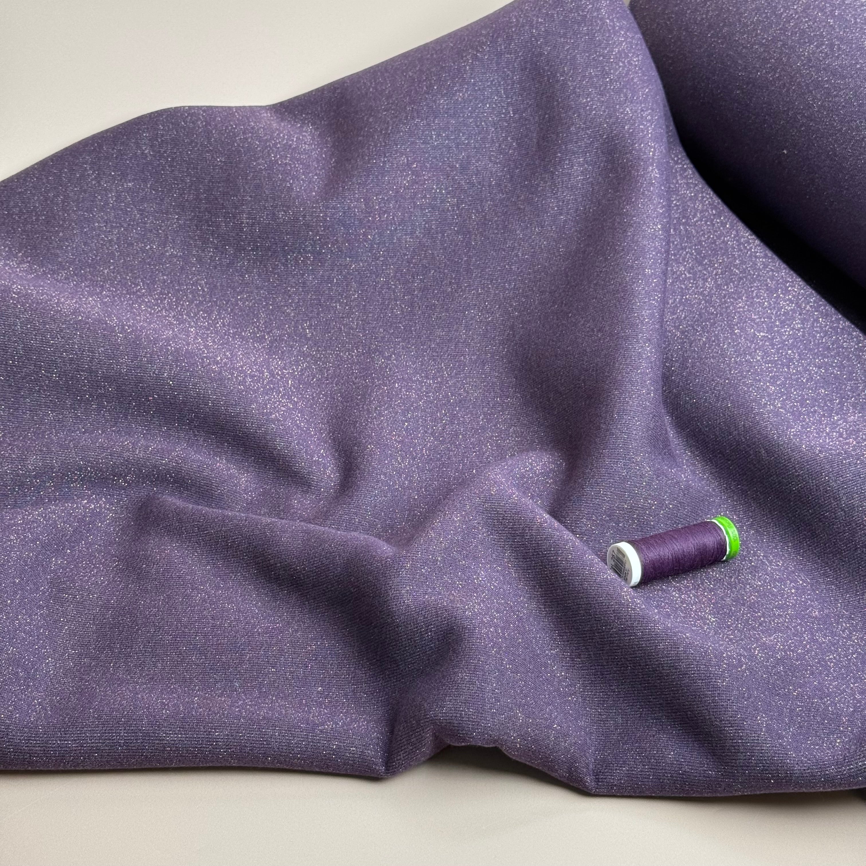 Sparkle Purple Cotton Sweat-Shirting with Lurex