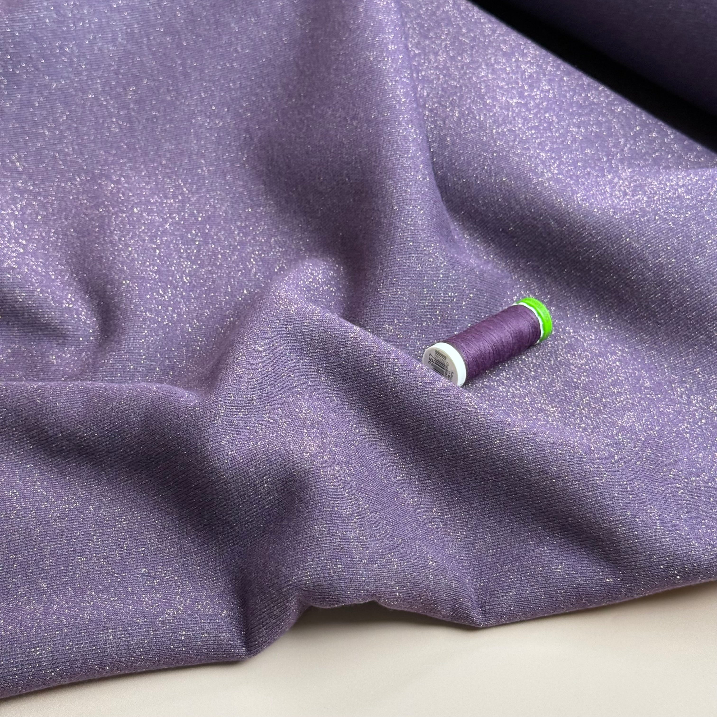 Sparkle Purple Cotton Sweat-Shirting with Lurex