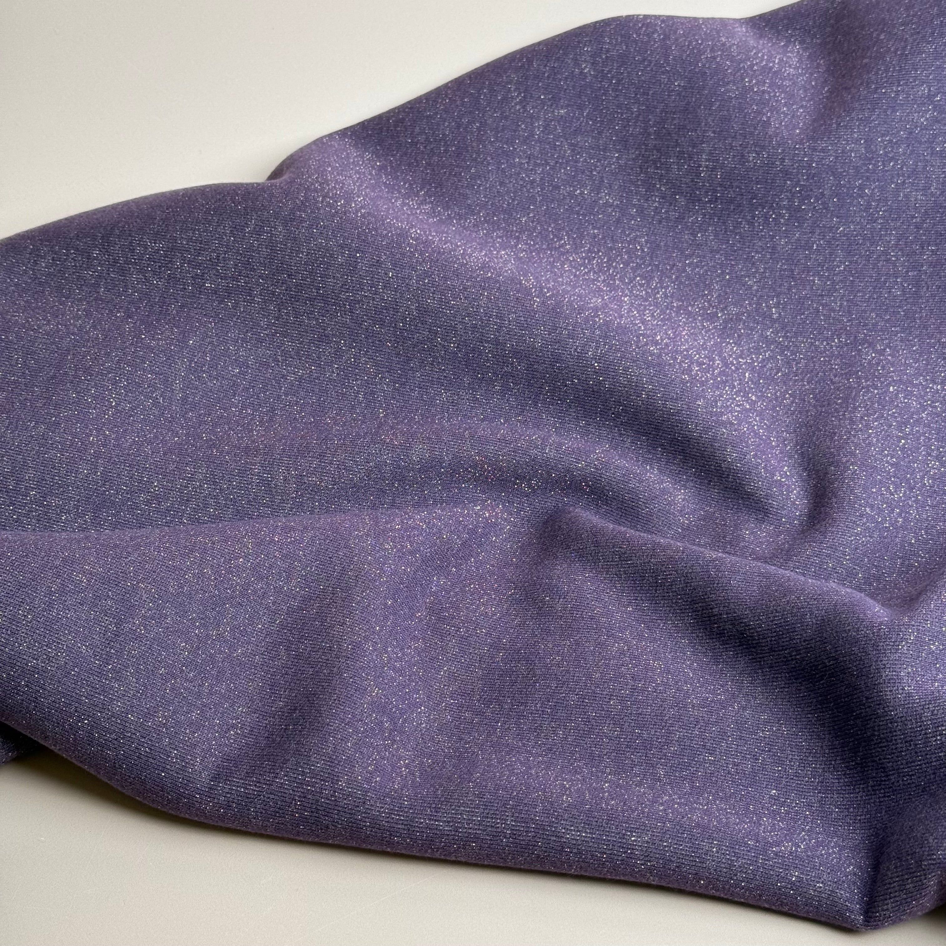 Sparkle Purple Cotton Sweat-Shirting with Lurex