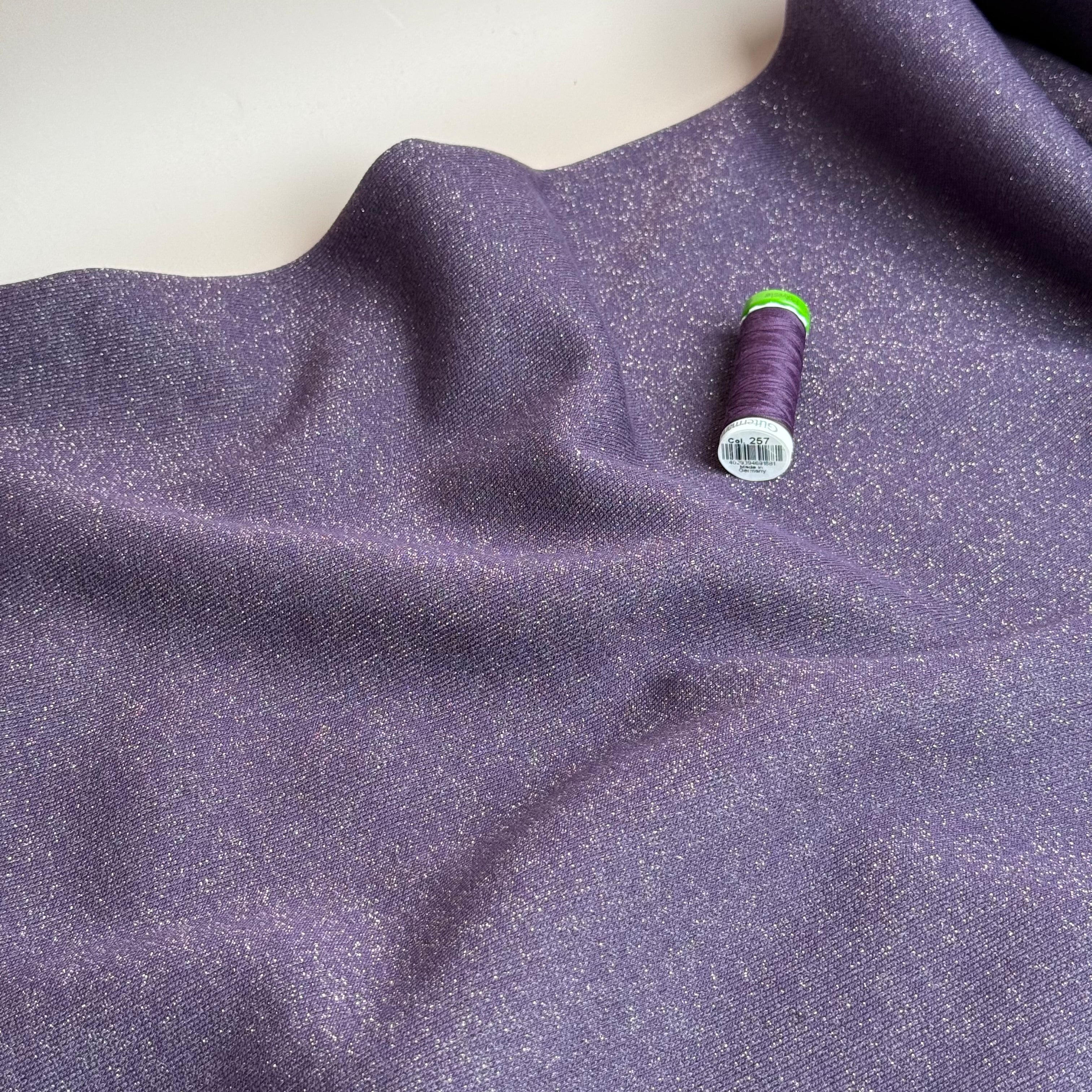 Sparkle Purple Cotton Sweat-Shirting with Lurex