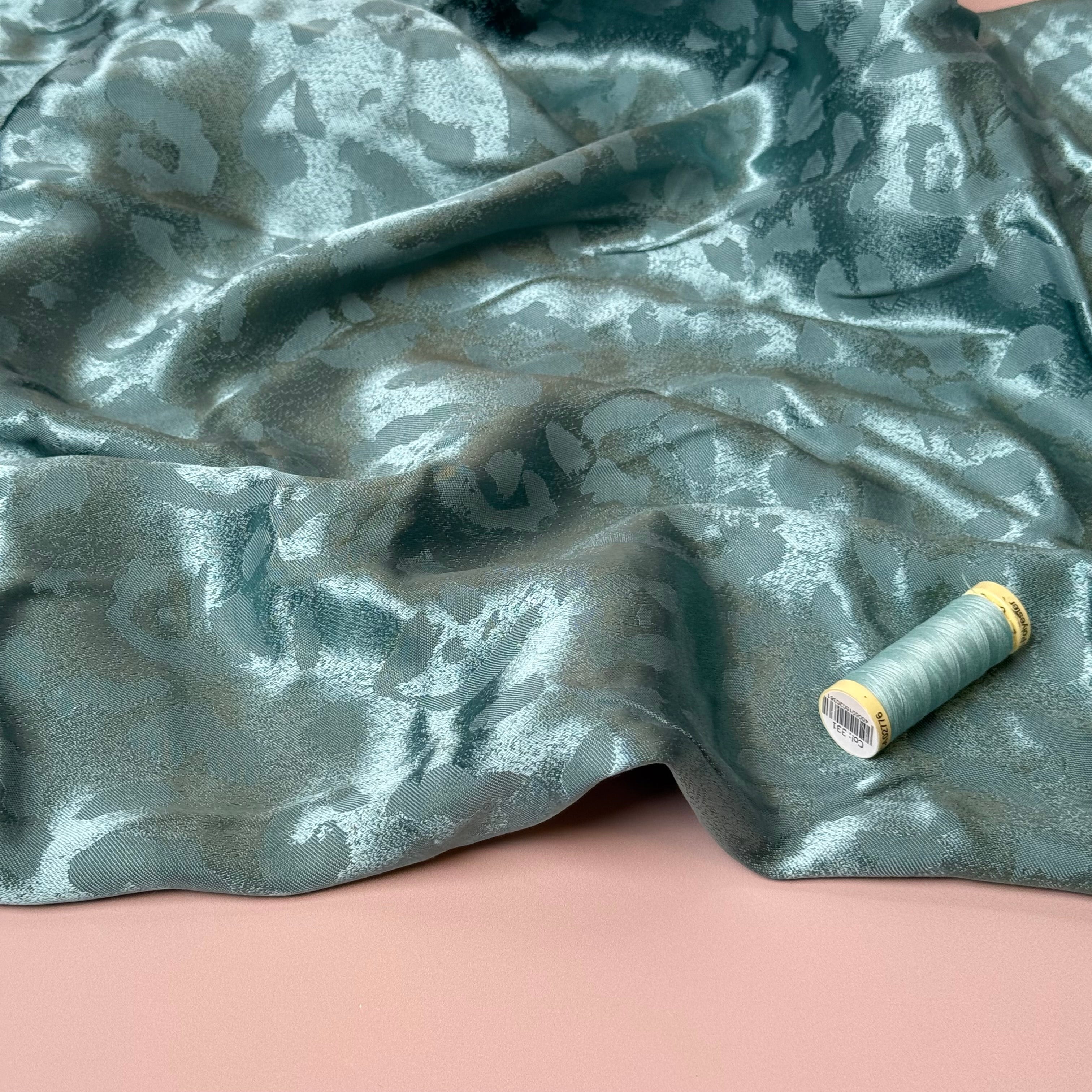 Abstract Animal Cupro Blend Jacquard in Sage