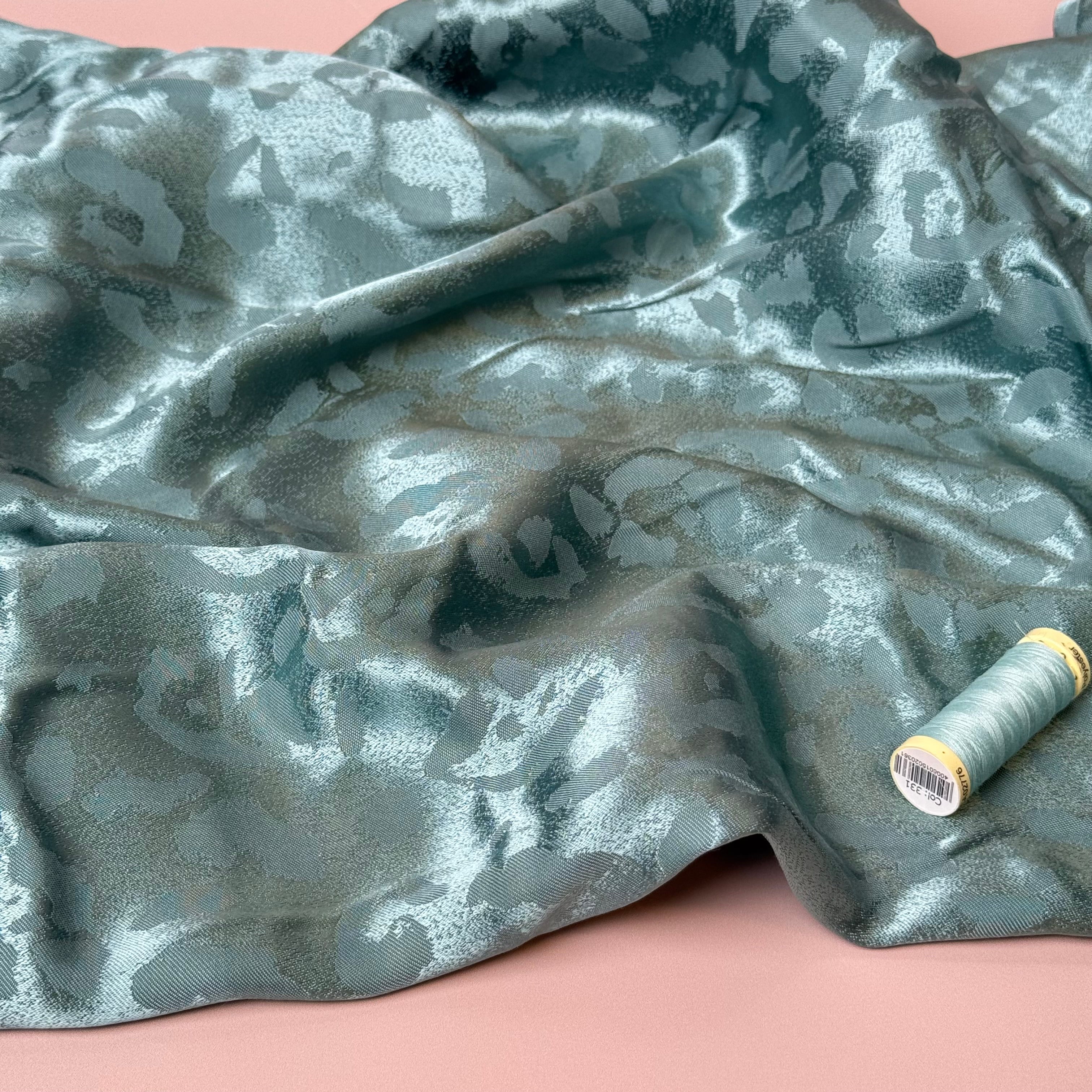 Abstract Animal Cupro Blend Jacquard in Sage