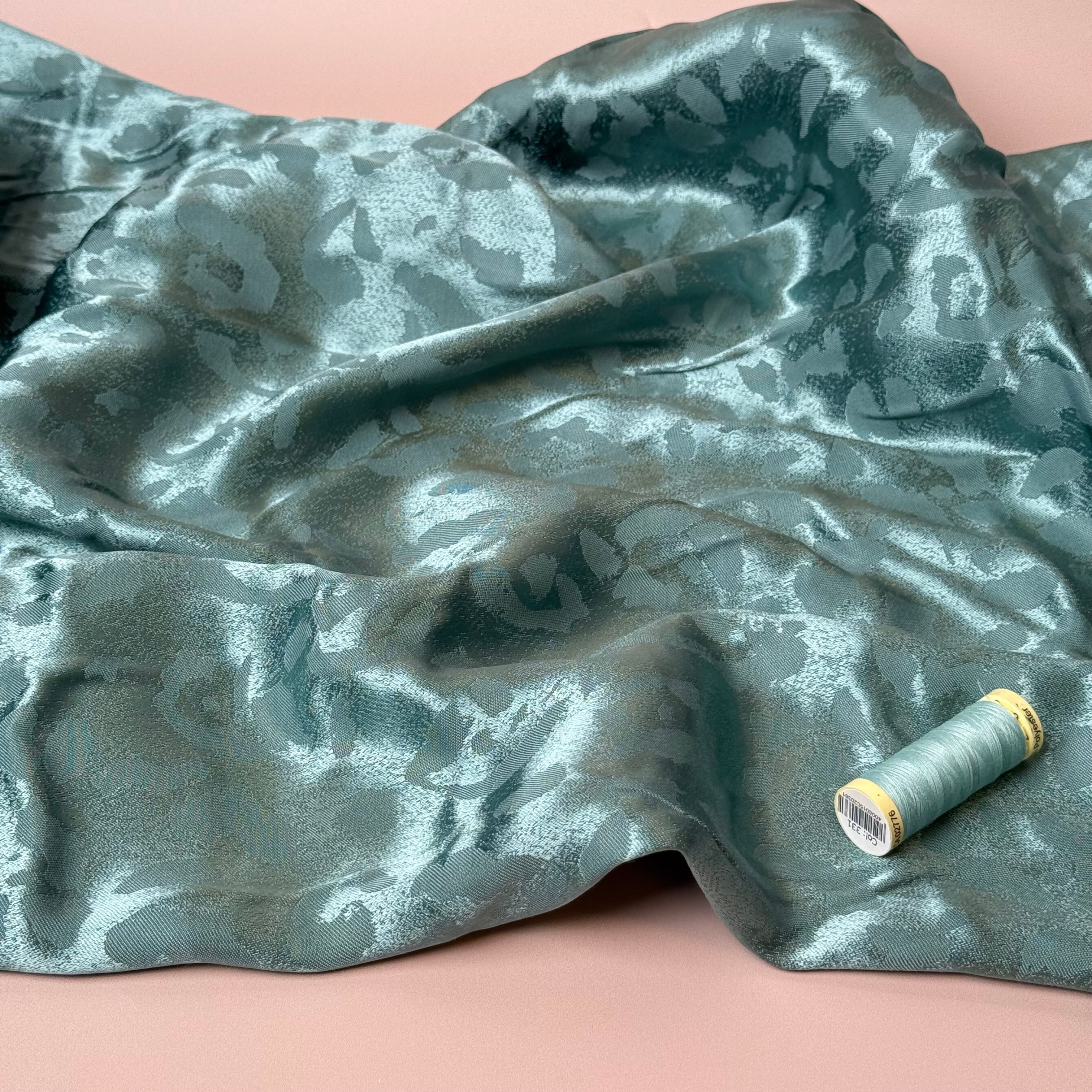 Abstract Animal Cupro Blend Jacquard in Sage