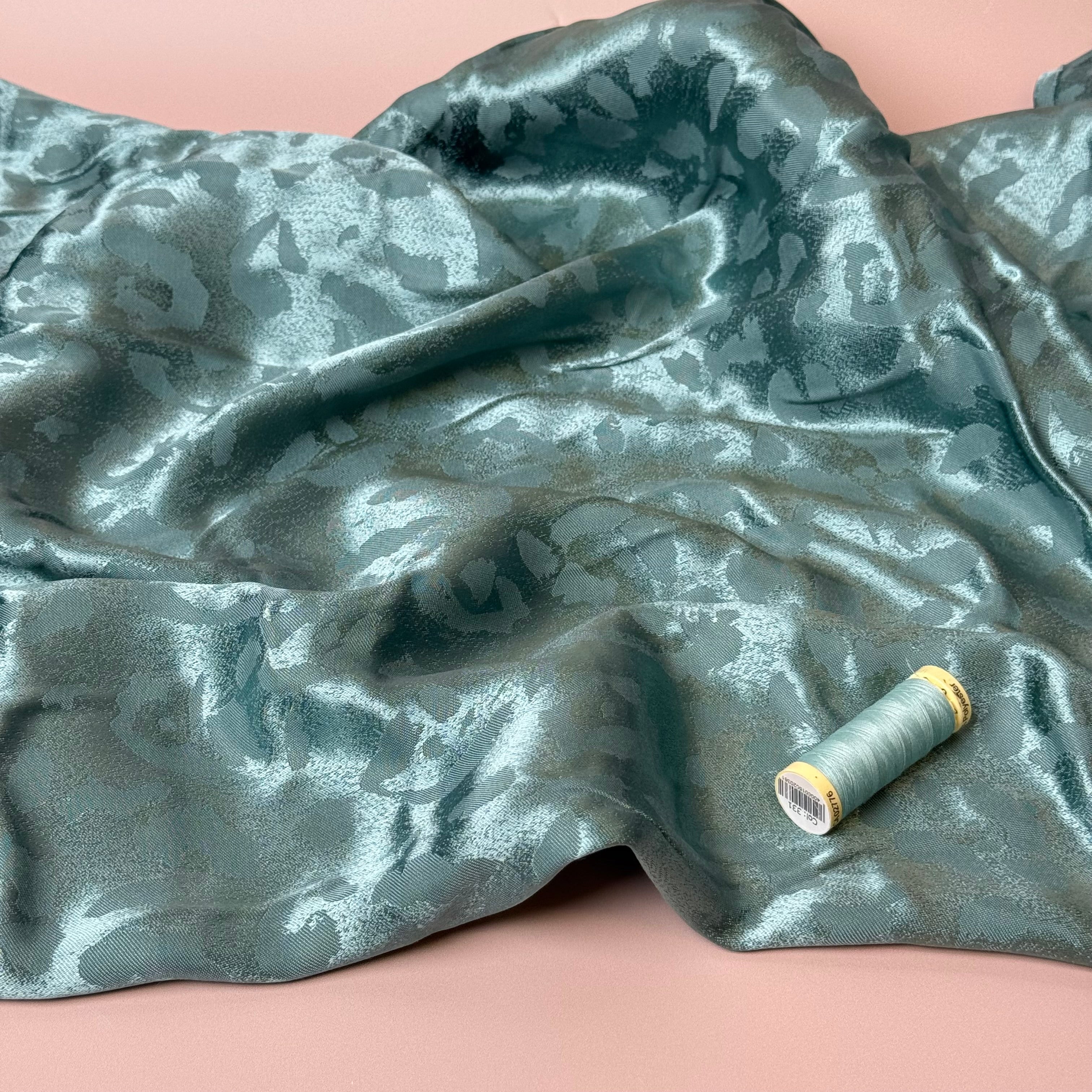 Abstract Animal Cupro Blend Jacquard in Sage