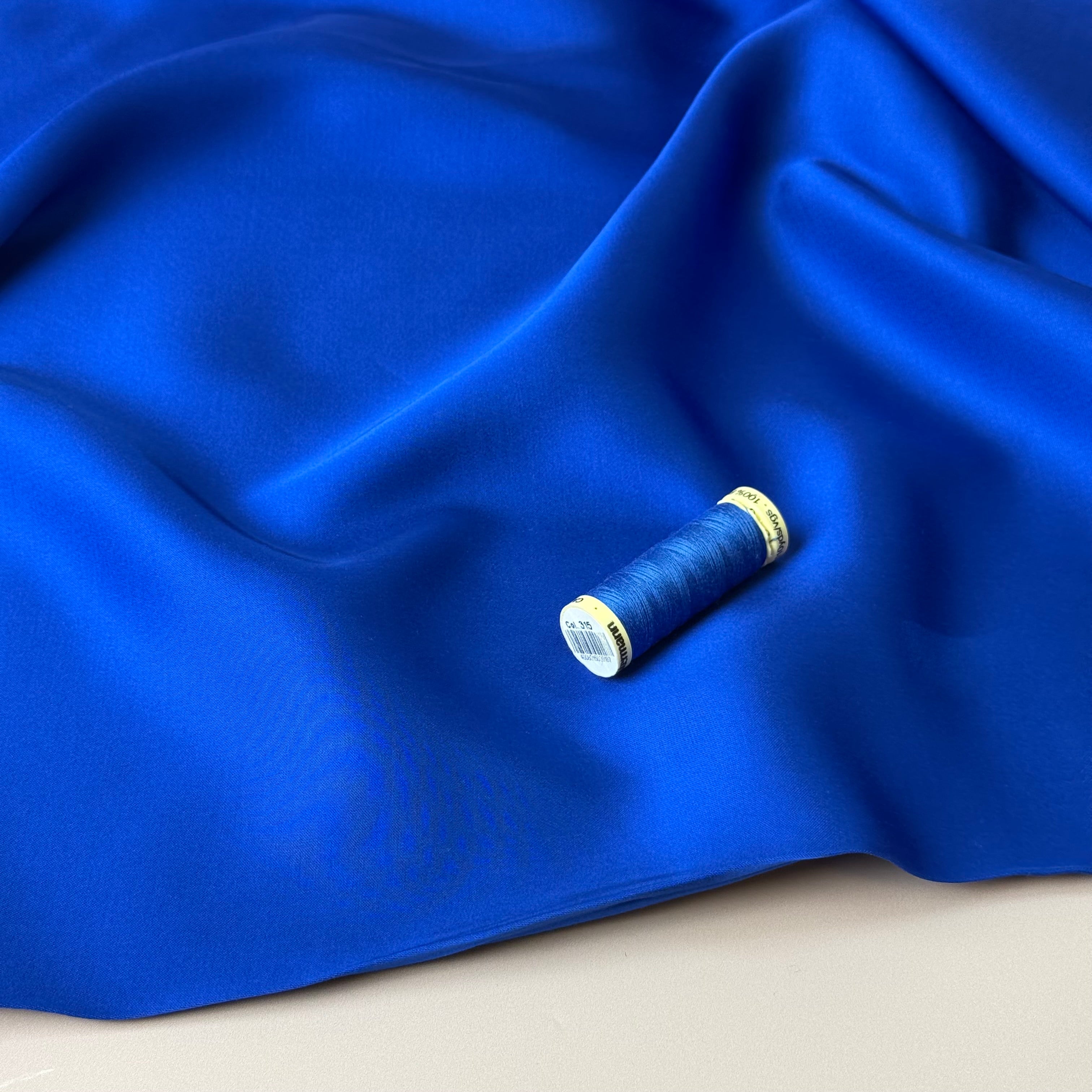 PRE-ORDER - MID SEPTEMBER DELIVERY - Royal Blue Solid Viscose Sateen Fabric